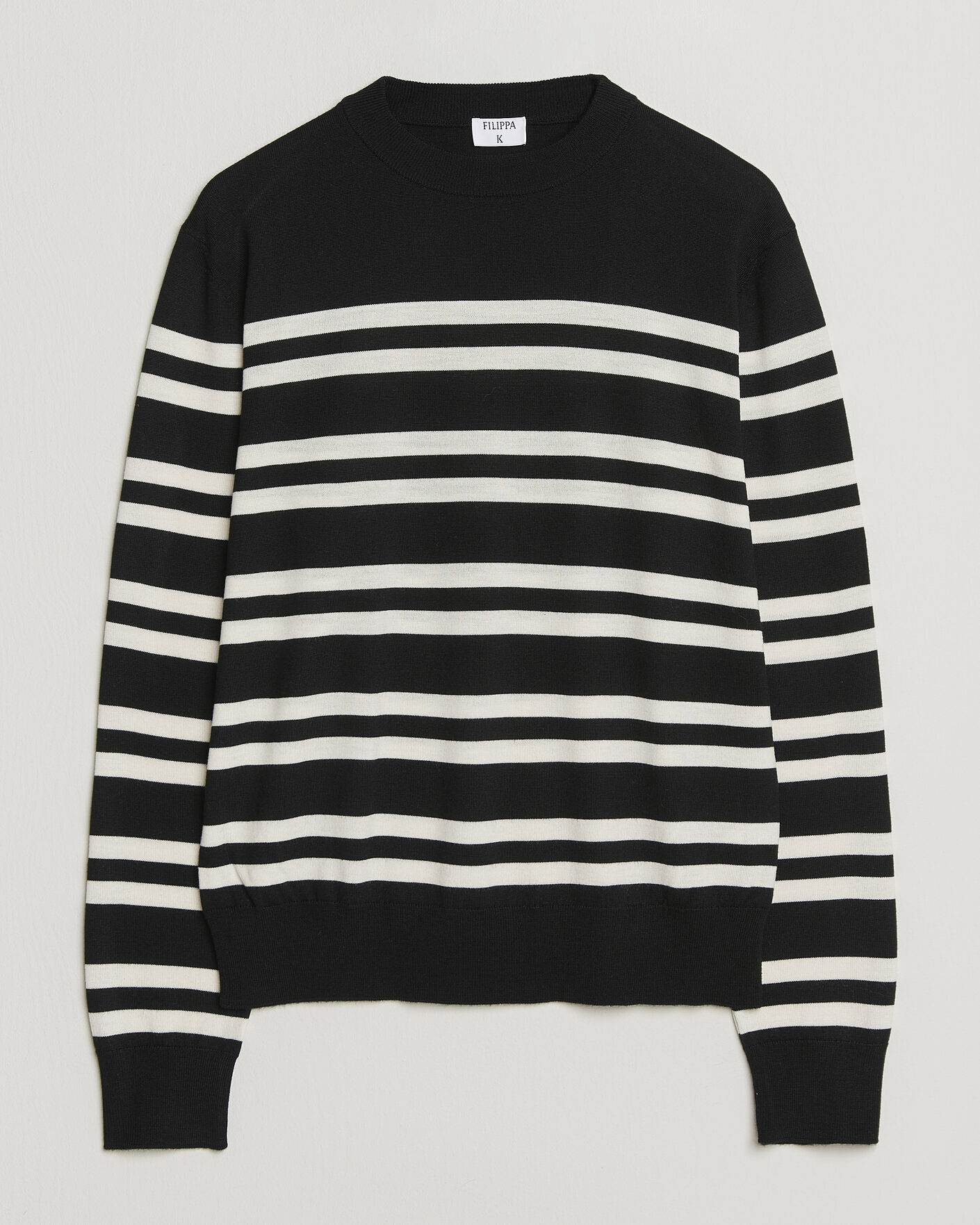 Herre | Gensere | Filippa K | Merino Knitted Striped Sweater Black/White