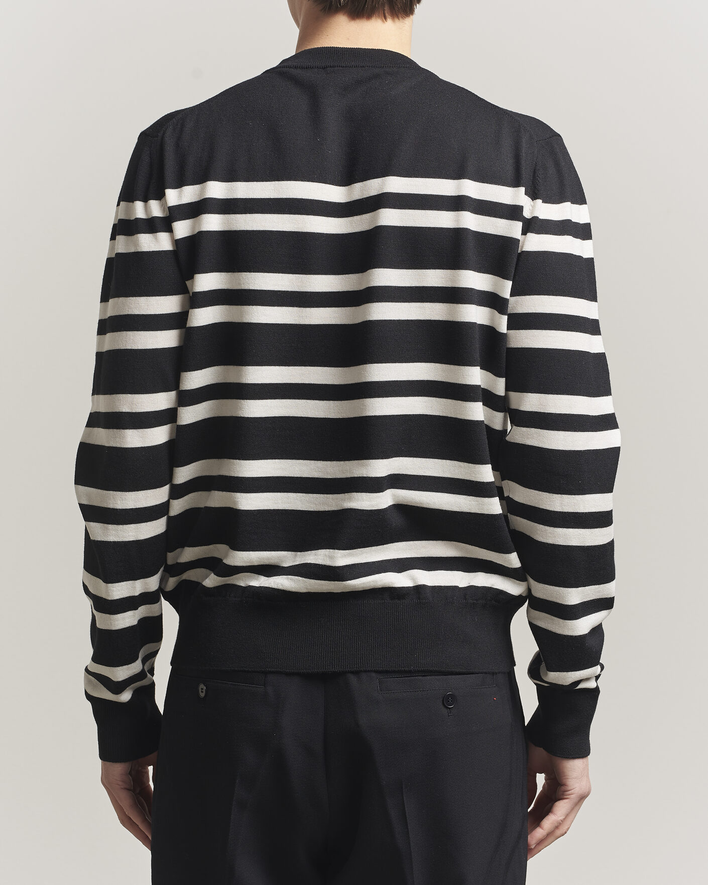 Herre | Gensere | Filippa K | Merino Knitted Striped Sweater Black/White