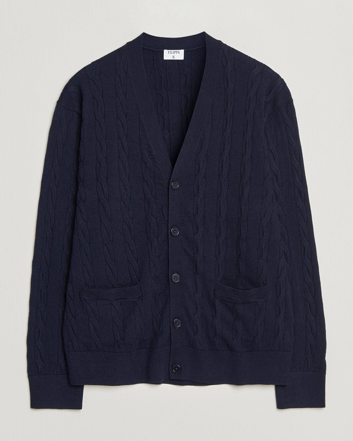 Herre | Gensere | Filippa K | Cotton/Merino Cable Cardigan Navy