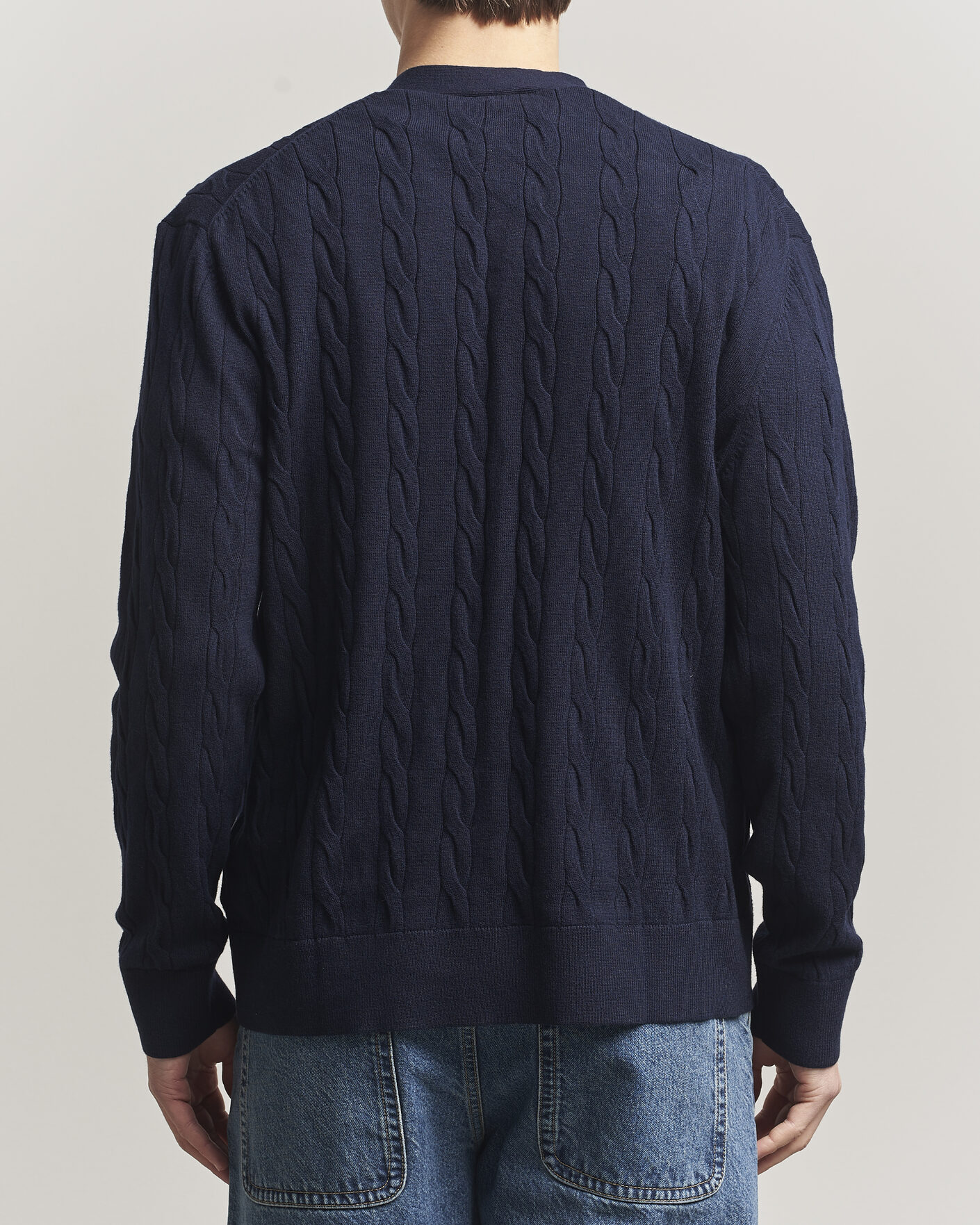 Herre | Gensere | Filippa K | Cotton/Merino Cable Cardigan Navy