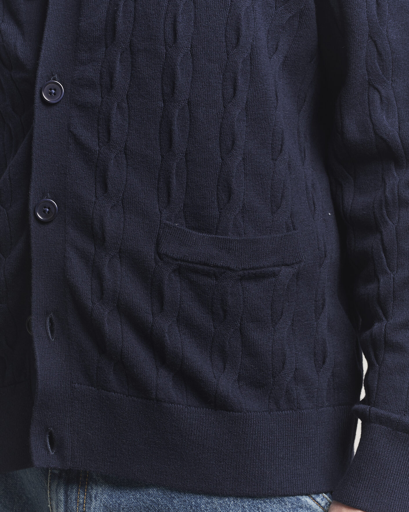 Herre | Gensere | Filippa K | Cotton/Merino Cable Cardigan Navy