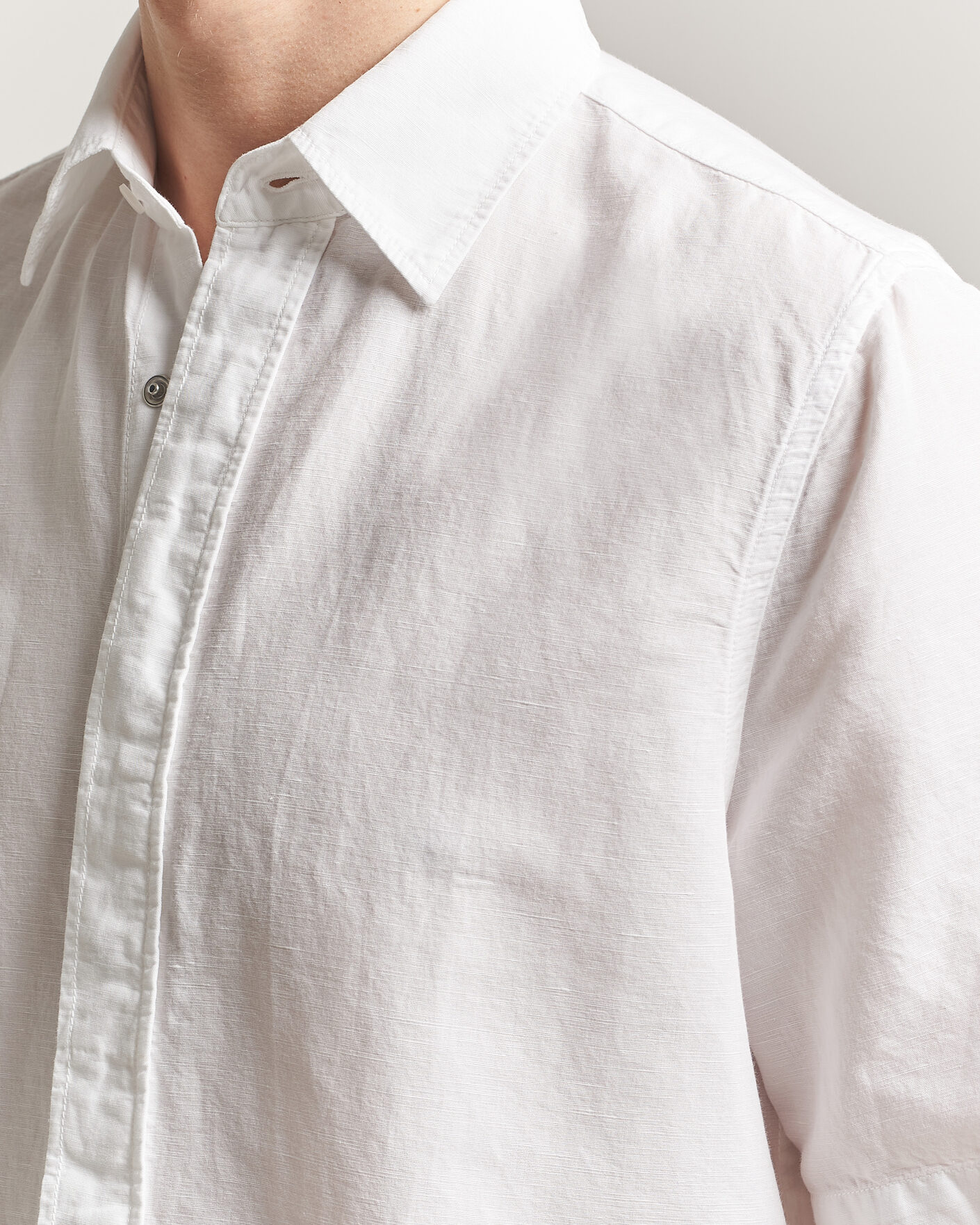 Herre | Skjorter | Filippa K | Cotton/Linen Short Sleeve Shirt White