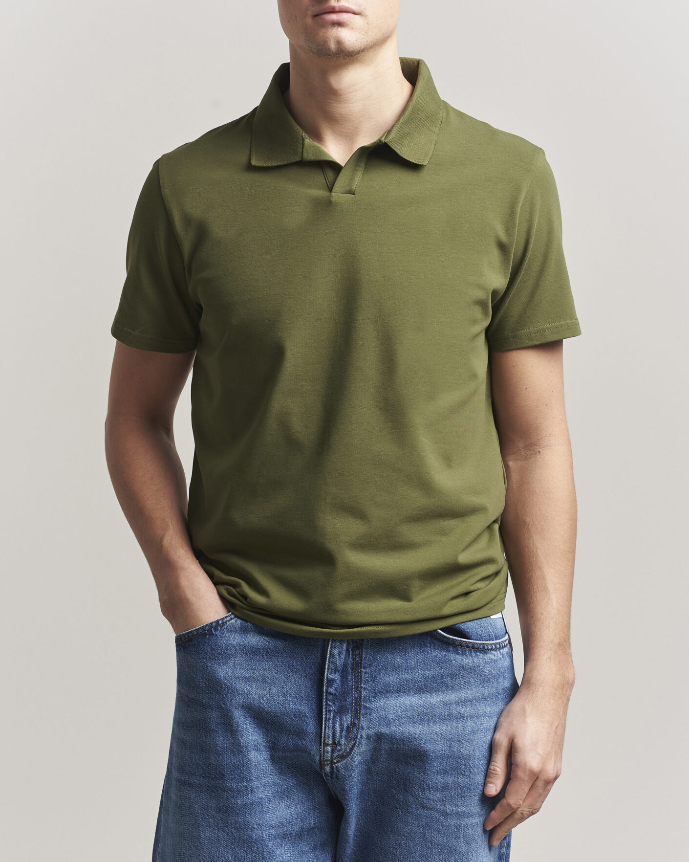 Herre | Pikéer | Filippa K | Soft Lycra Polo T-Shirt Laurel Green