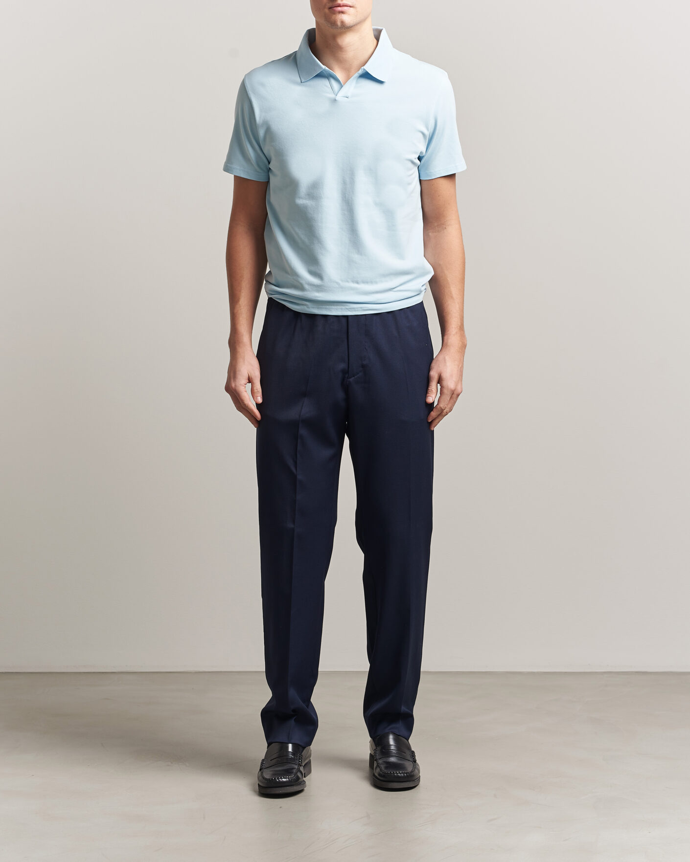 Herre | Pikéer | Filippa K | Soft Lycra Polo T-Shirt Frost Blue