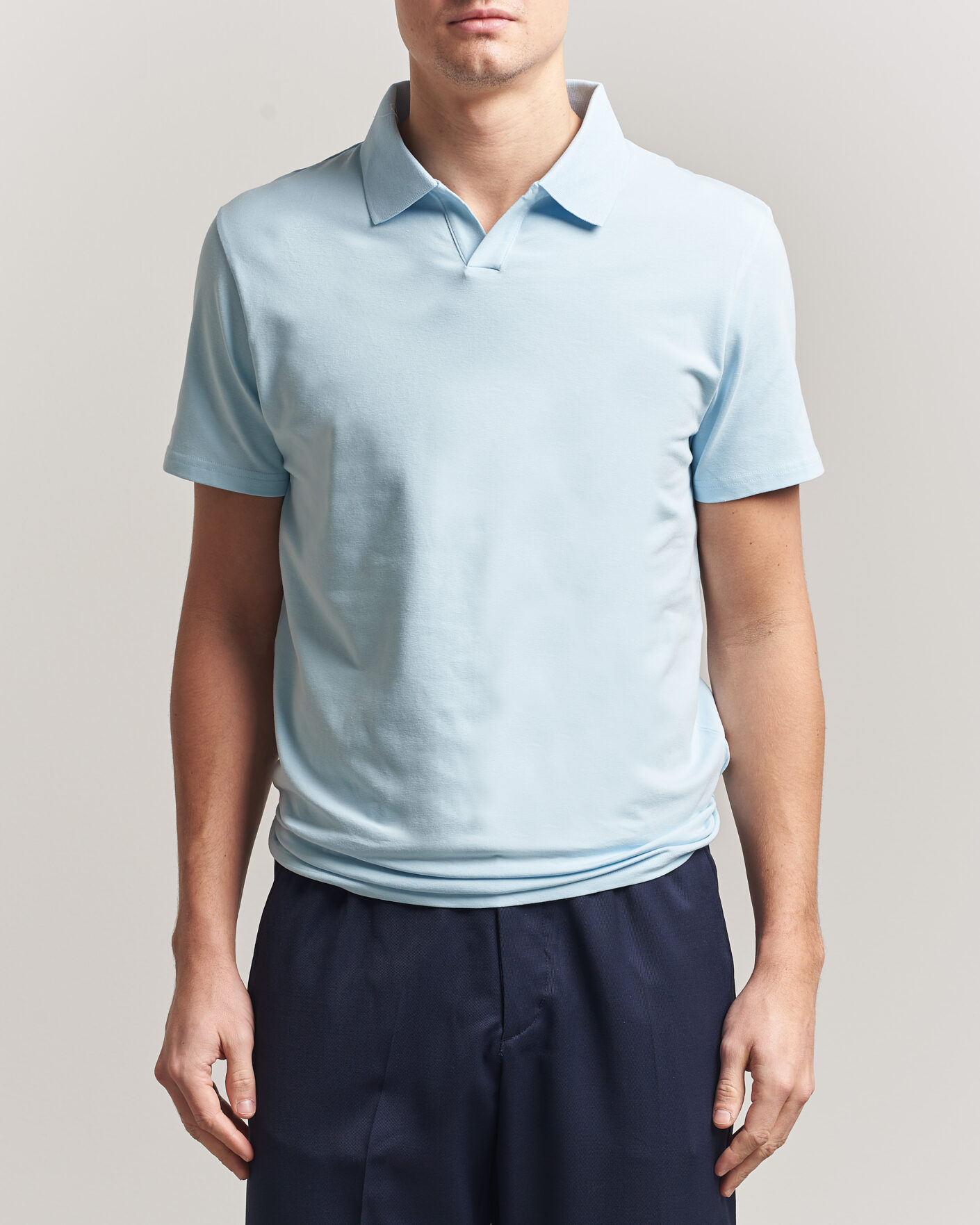 Herre | Pikéer | Filippa K | Soft Lycra Polo T-Shirt Frost Blue