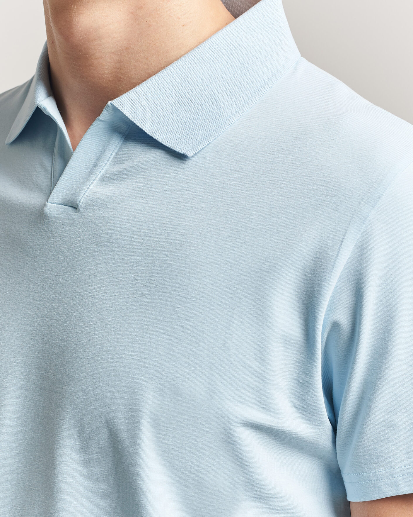 Herre | Pikéer | Filippa K | Soft Lycra Polo T-Shirt Frost Blue