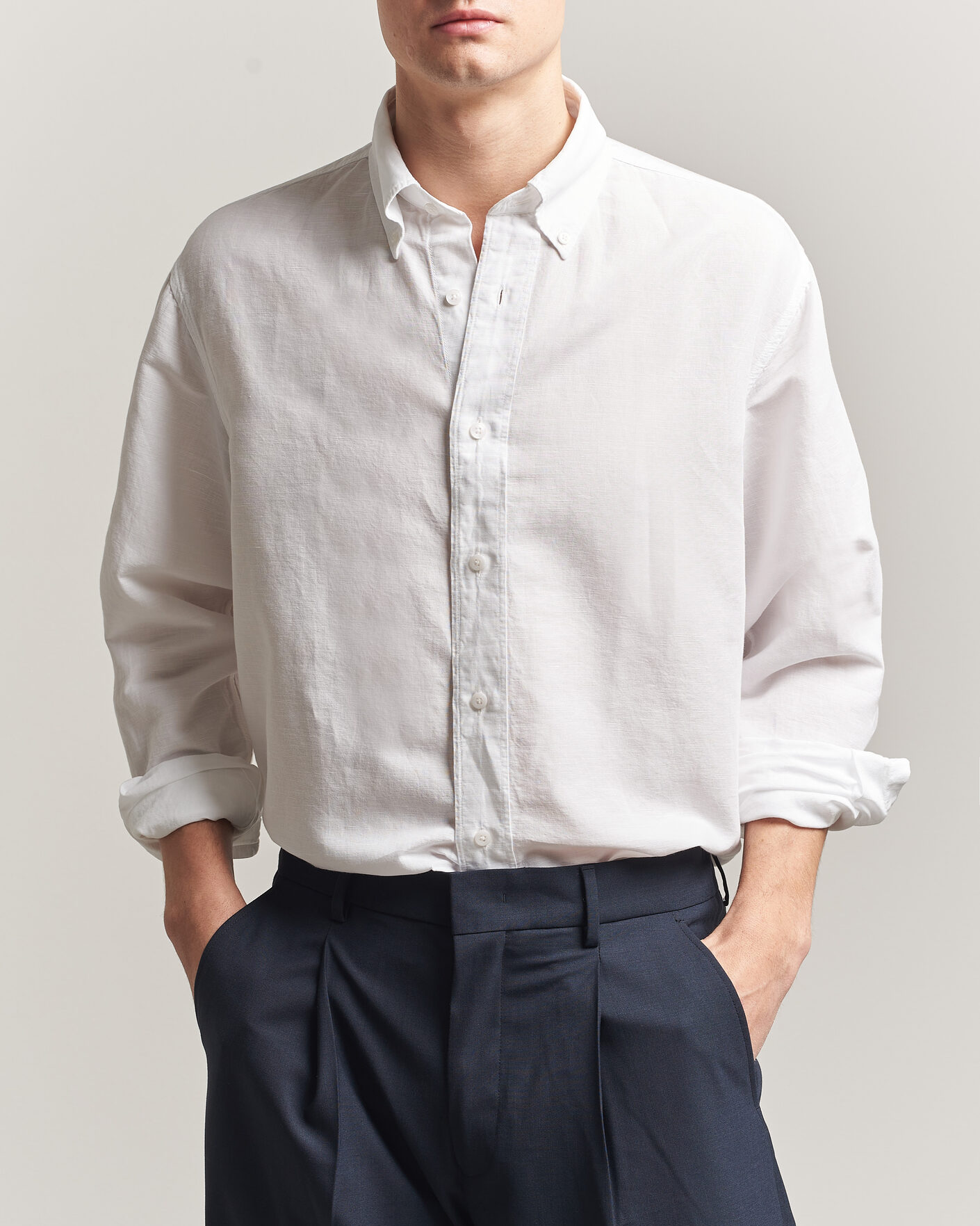 Herre | Skjorter | Filippa K | Relaxed Cotton/Linen Shirt White