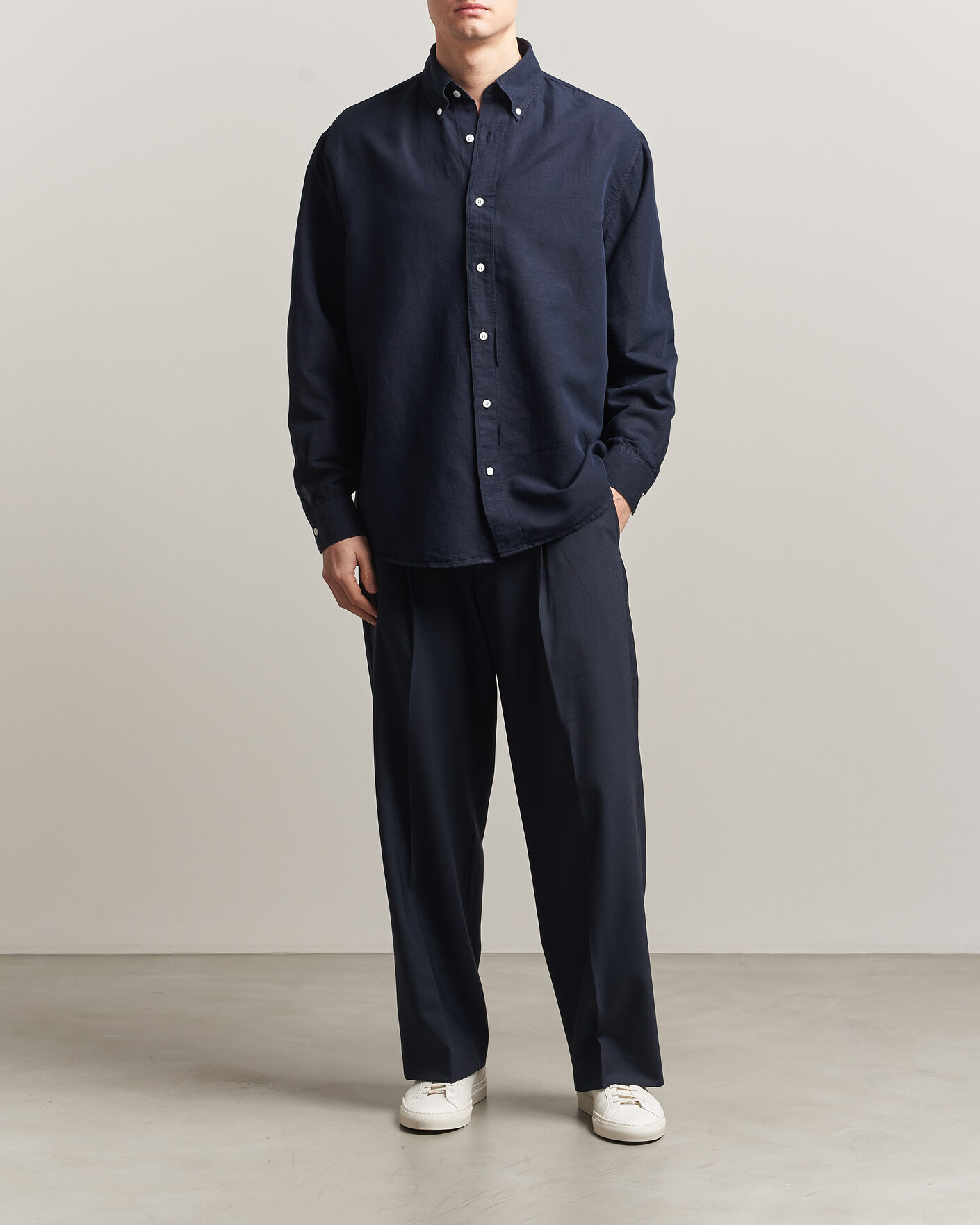 Herre | Skjorter | Filippa K | Relaxed Cotton/Linen Shirt Navy
