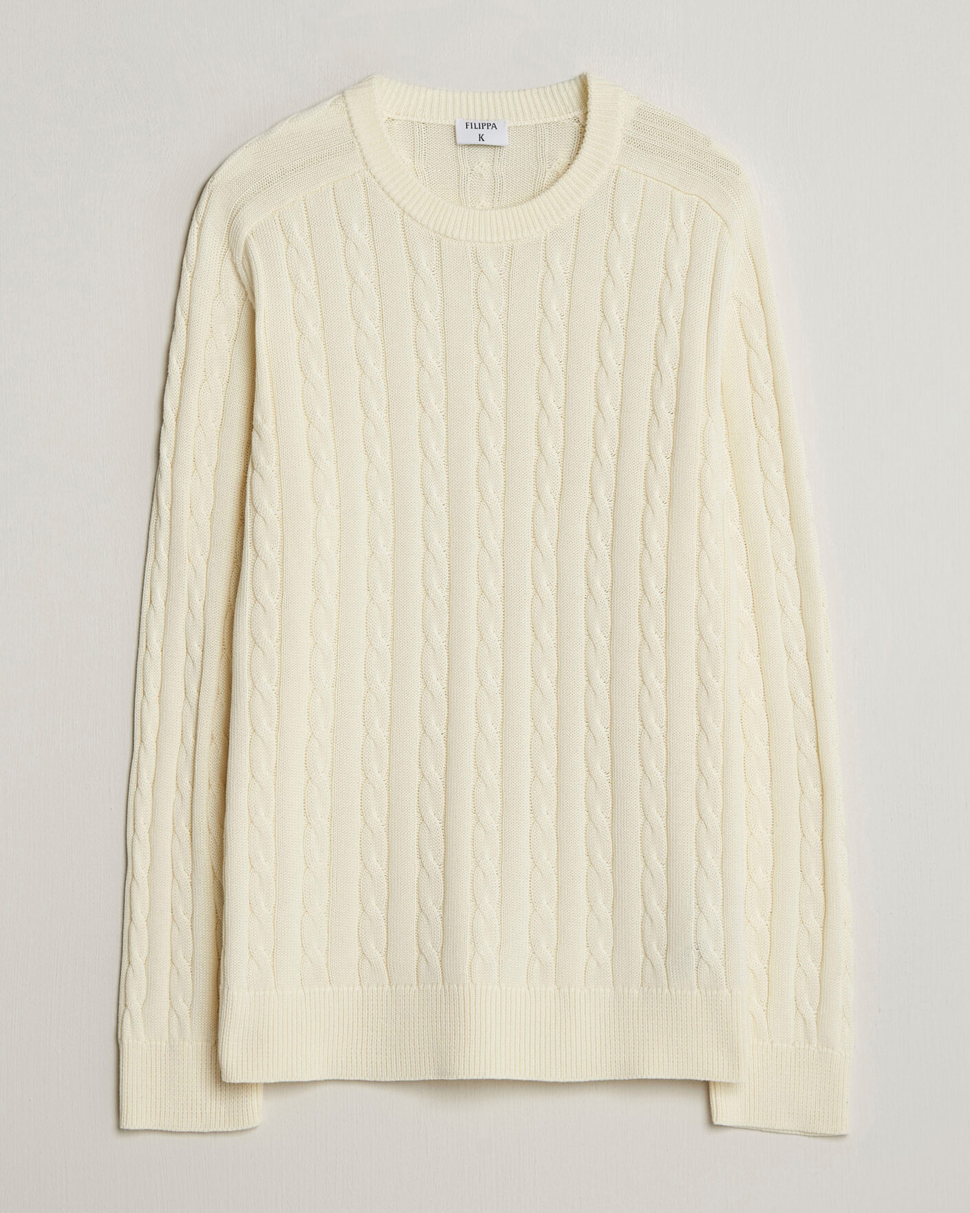 Herre | Gensere | Filippa K | Cotton Cable Crew Neck Sweater Calico White