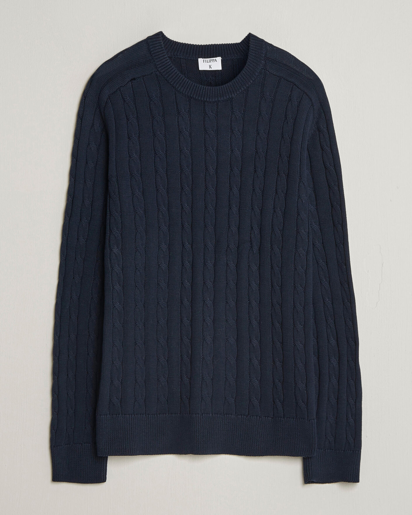 Herre | Gensere | Filippa K | Cotton Cable Crew Neck Sweater Navy