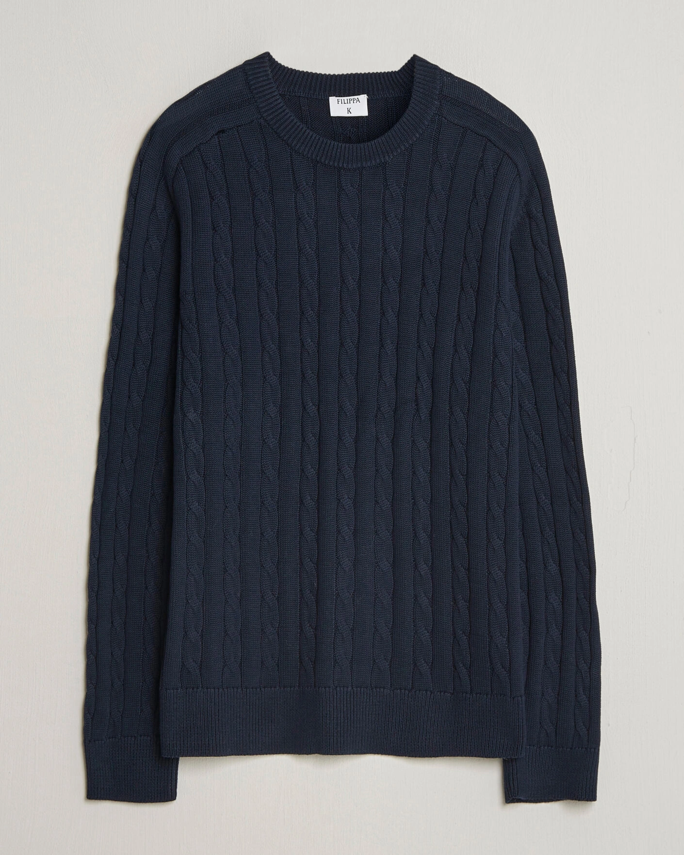 Herre | Gensere | Filippa K | Cotton Cable Crew Neck Sweater Navy