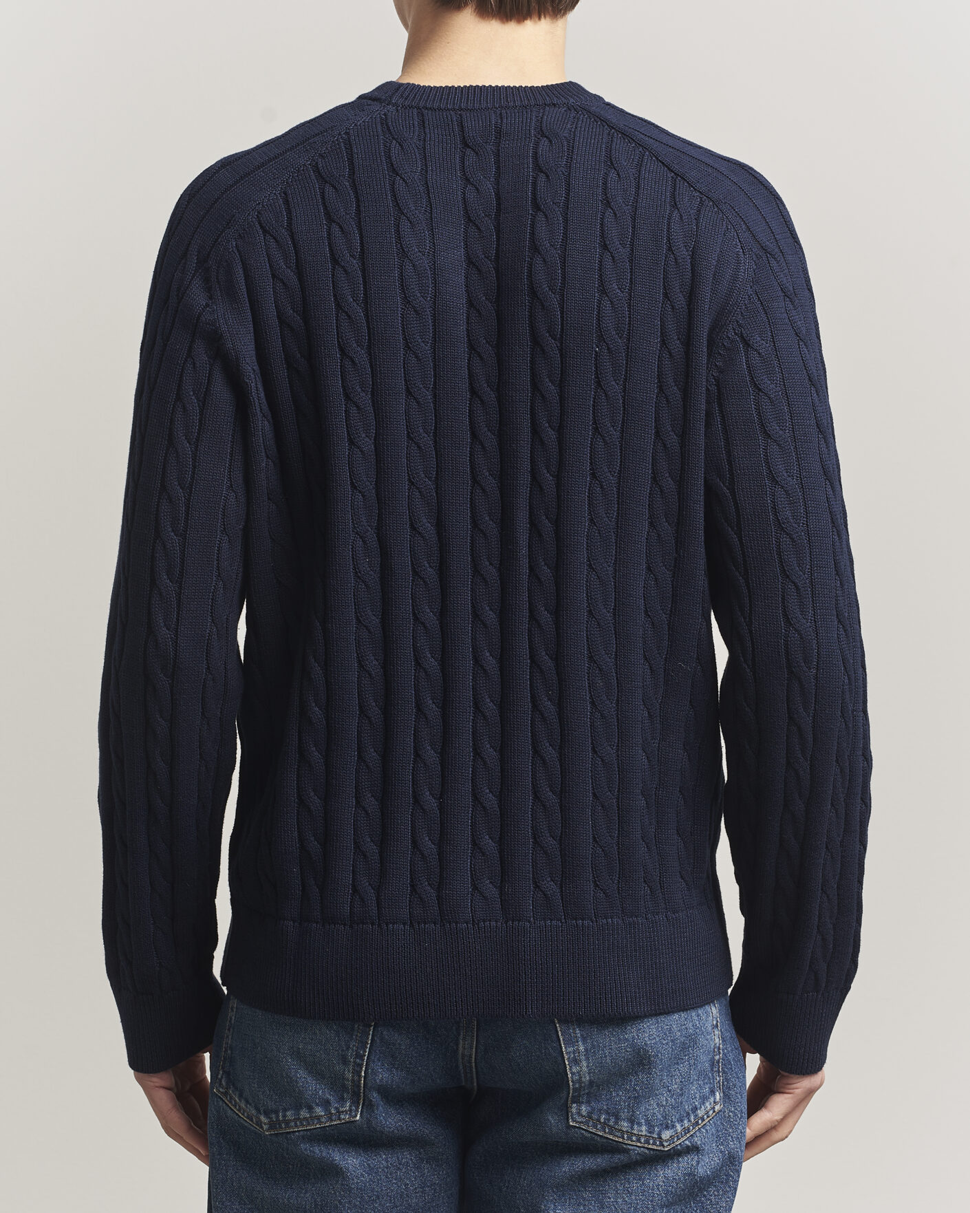 Herre | Gensere | Filippa K | Cotton Cable Crew Neck Sweater Navy