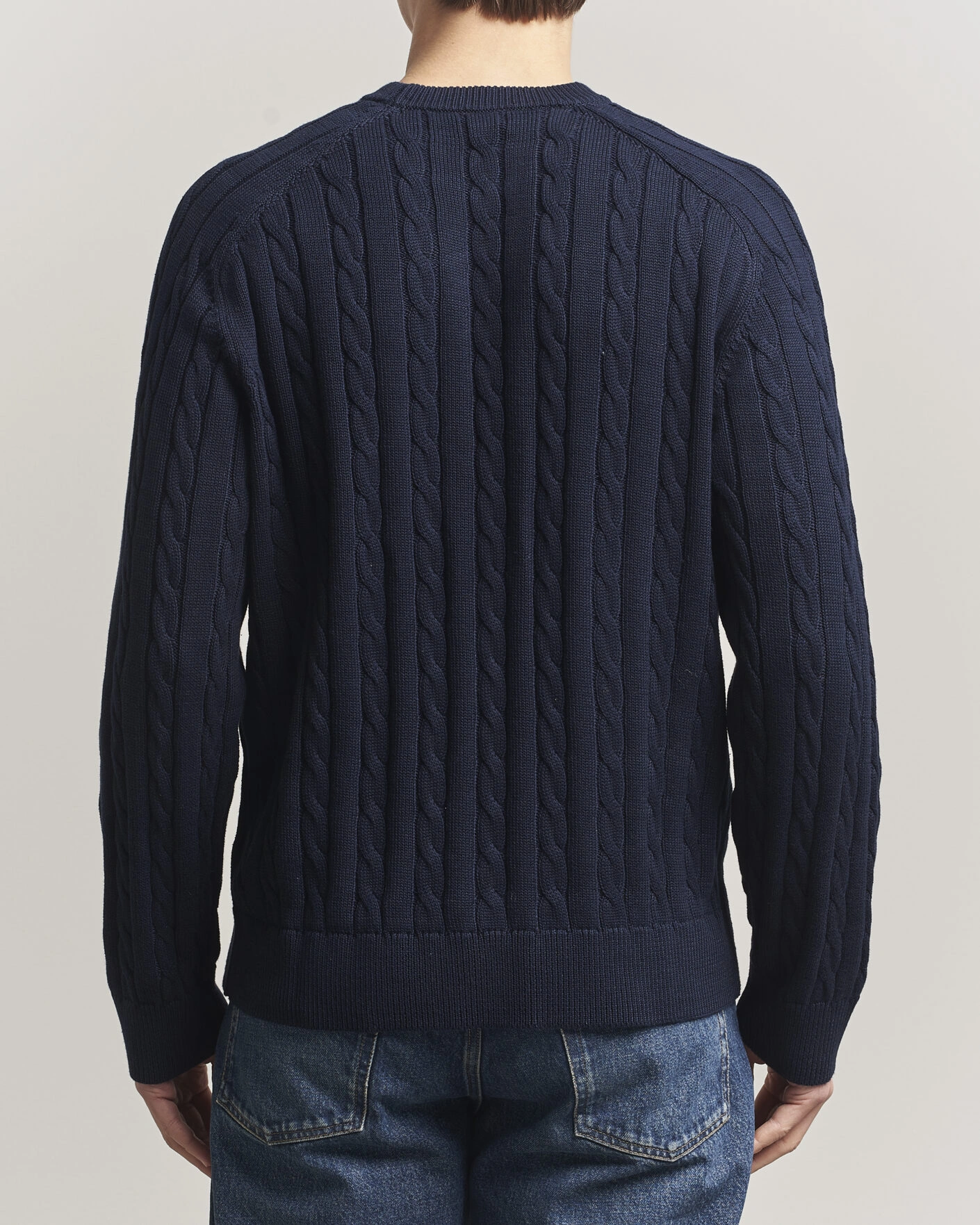 Herre | Gensere | Filippa K | Cotton Cable Crew Neck Sweater Navy