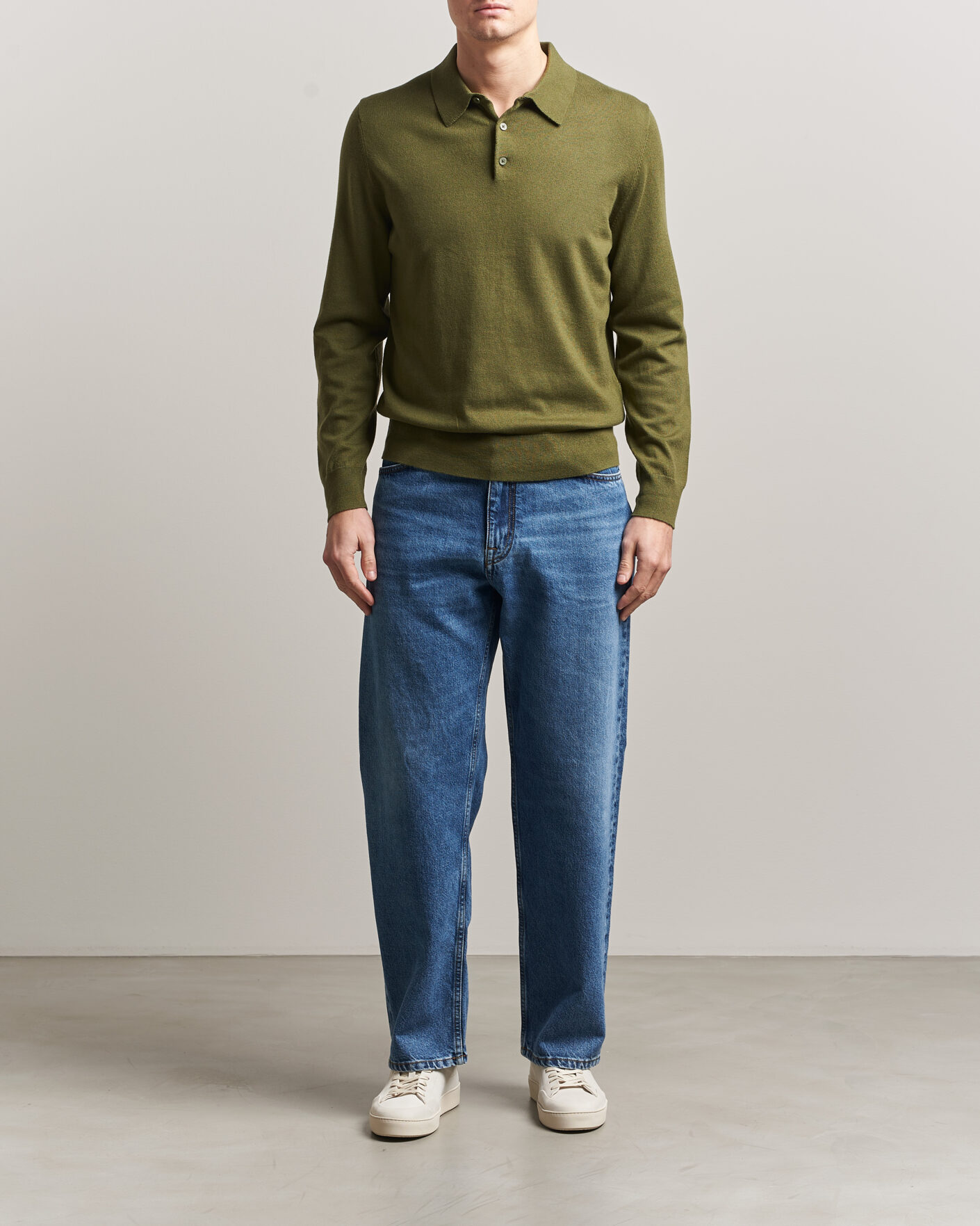 Herre | Gensere | Filippa K | Knitted Polo Shirt Laurel Green