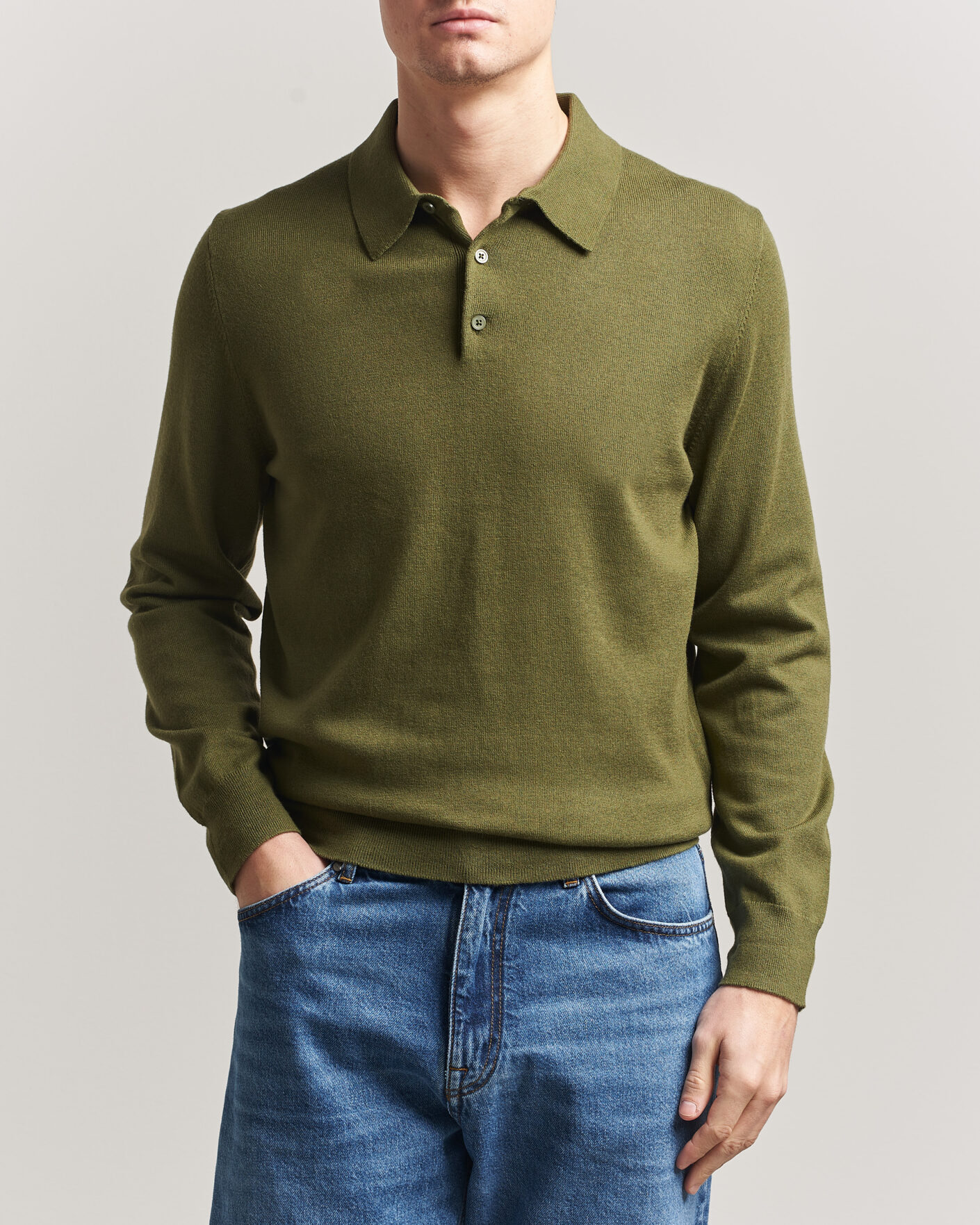 Herre | Gensere | Filippa K | Knitted Polo Shirt Laurel Green