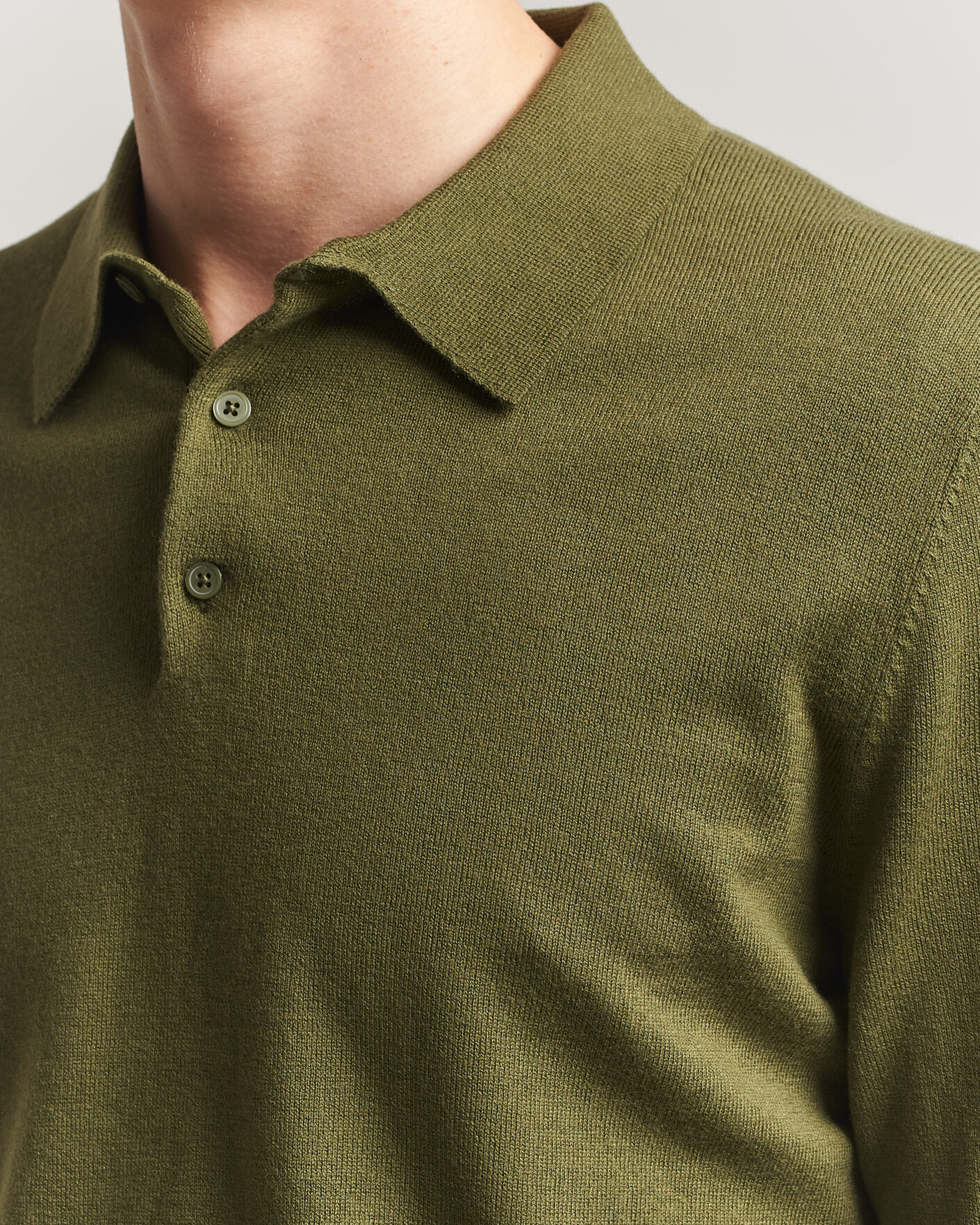 Herre | Gensere | Filippa K | Knitted Polo Shirt Laurel Green