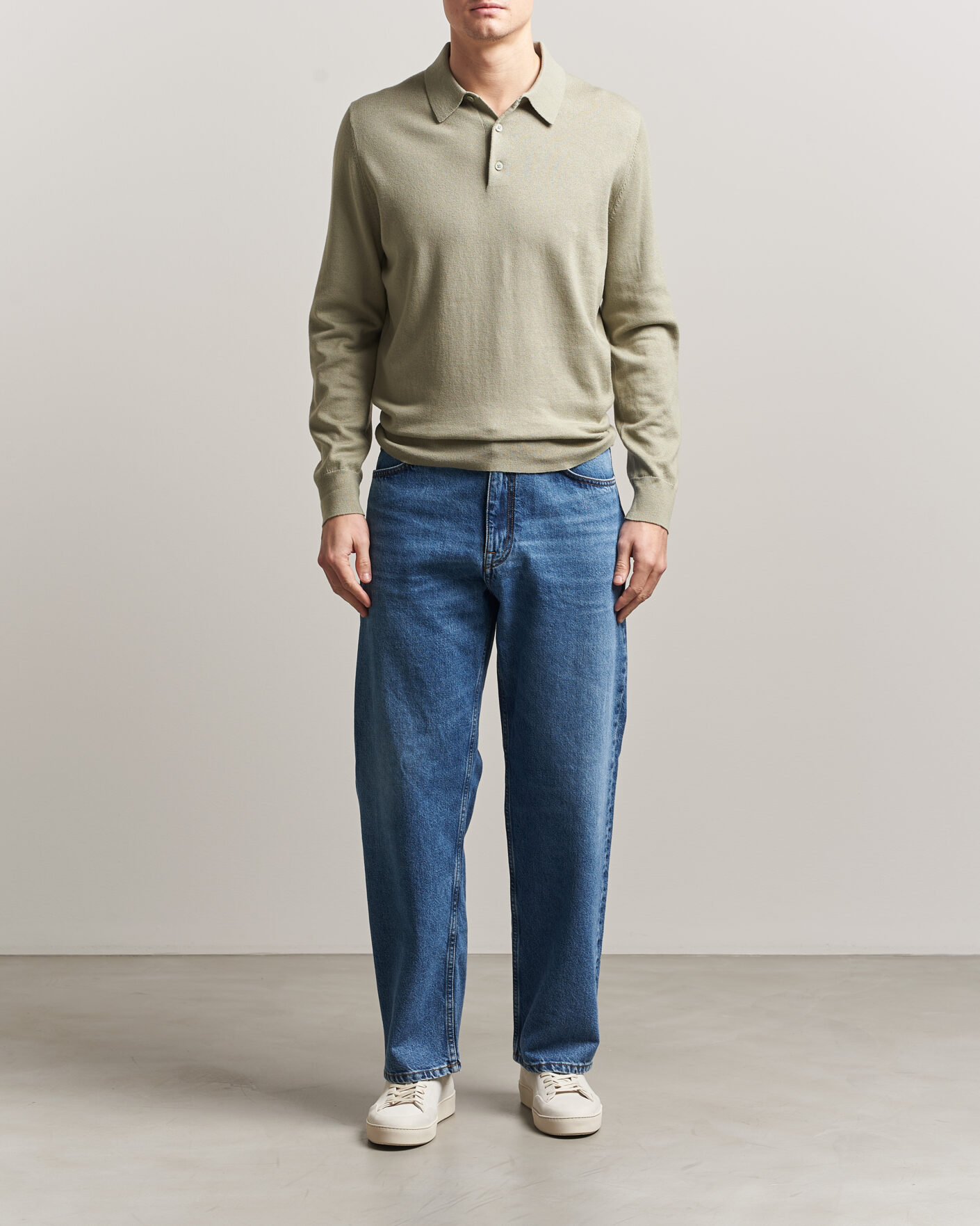Herre | Gensere | Filippa K | Knitted Polo Shirt Light Green