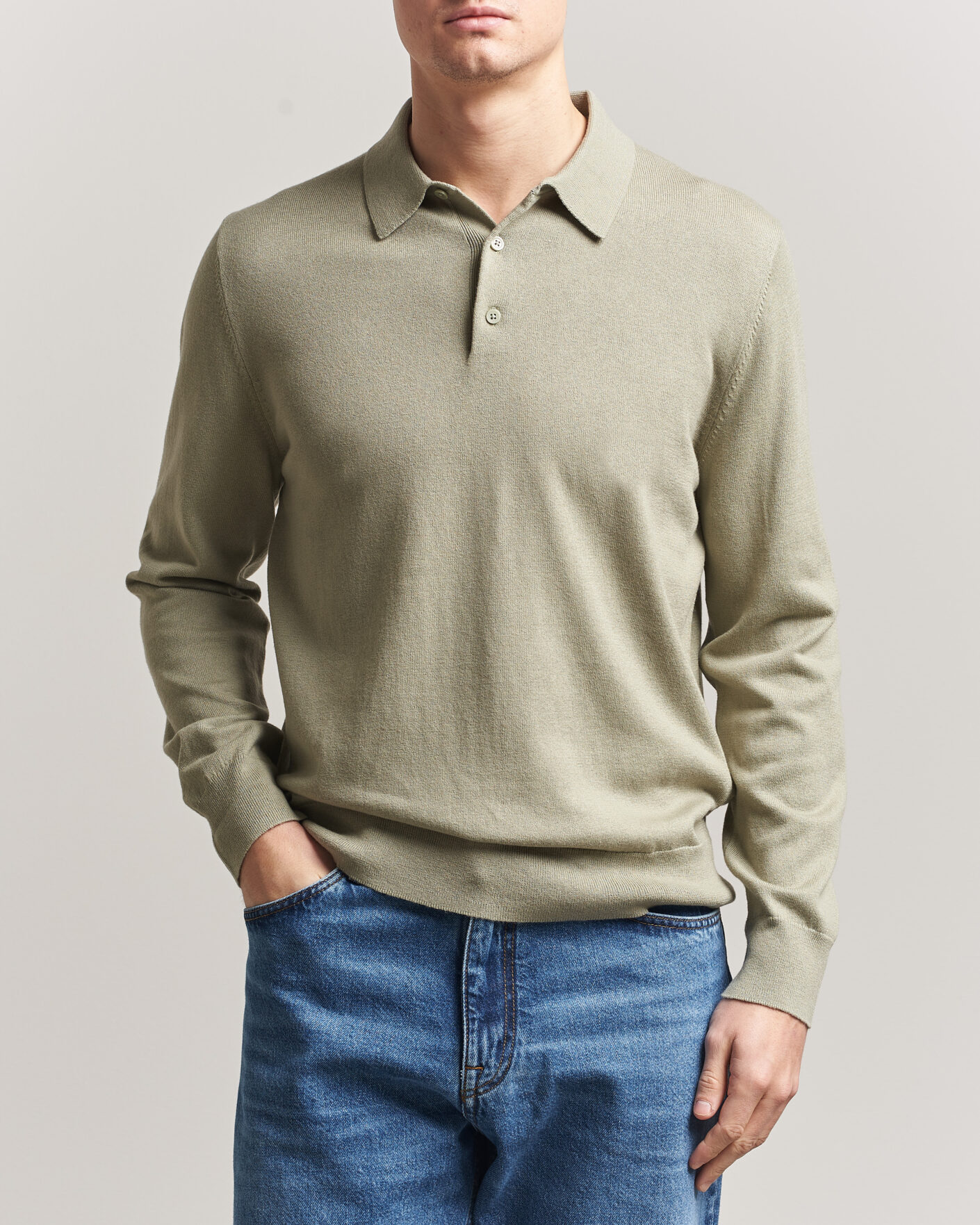 Herre | Gensere | Filippa K | Knitted Polo Shirt Light Green