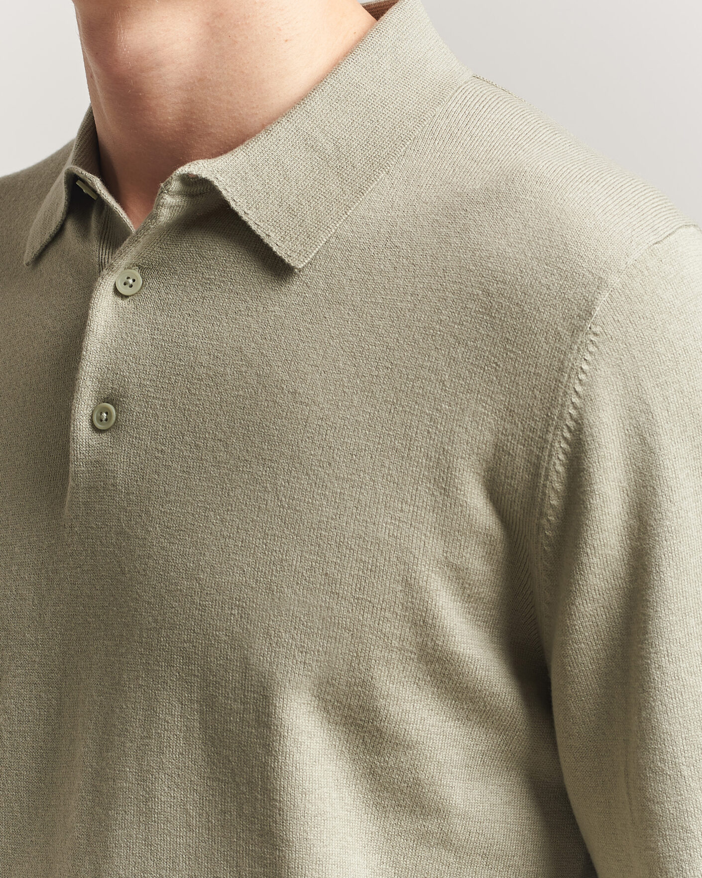 Herre | Gensere | Filippa K | Knitted Polo Shirt Light Green
