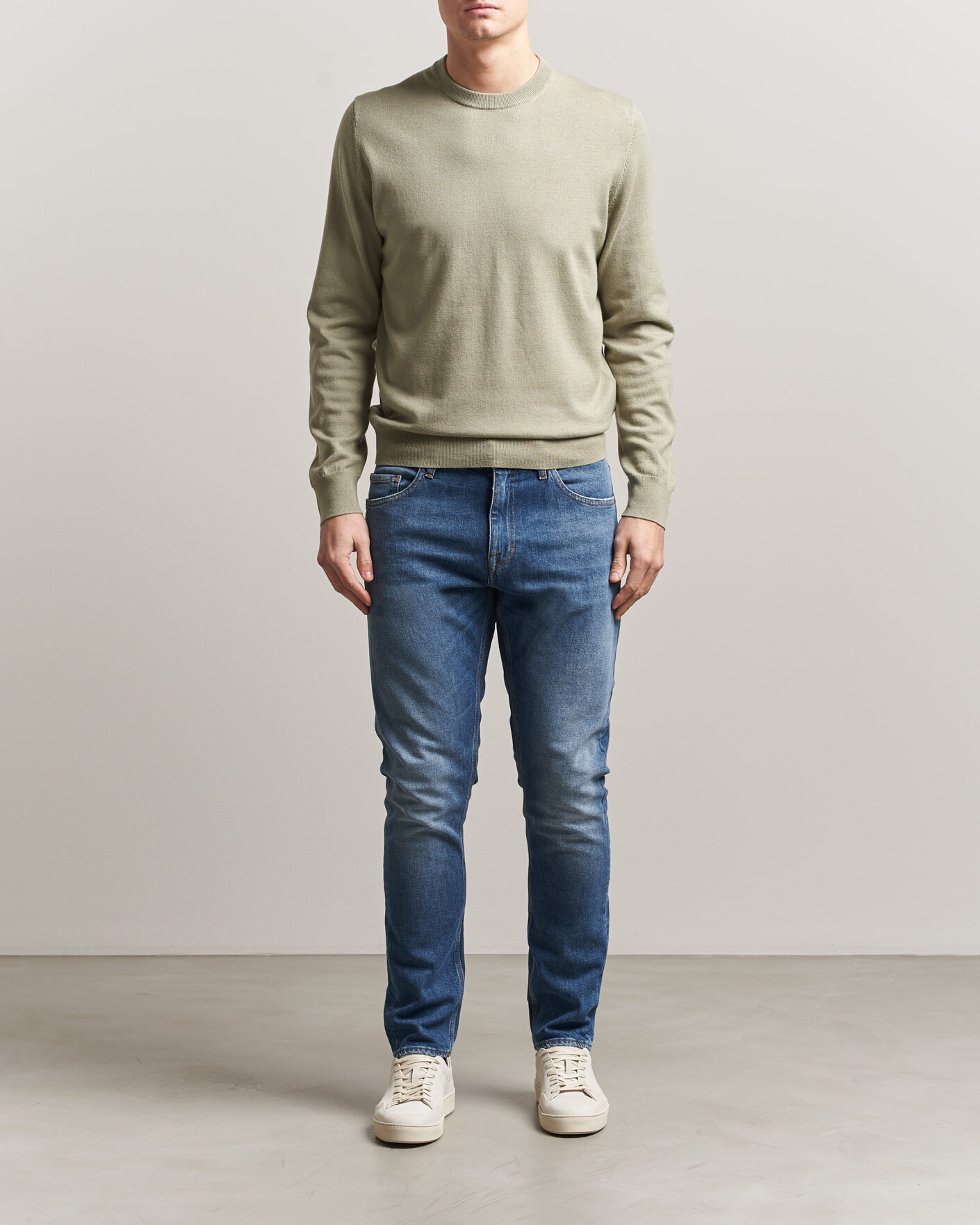 Herre | Gensere | Filippa K | Cotton Merino Knitted Sweater Light Green