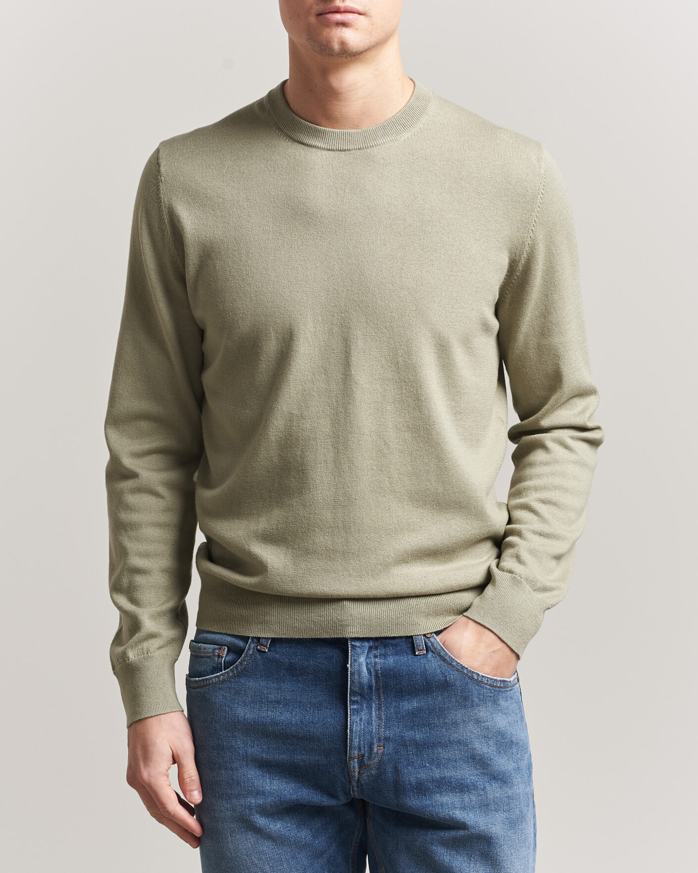 Herre | Gensere | Filippa K | Cotton Merino Knitted Sweater Light Green
