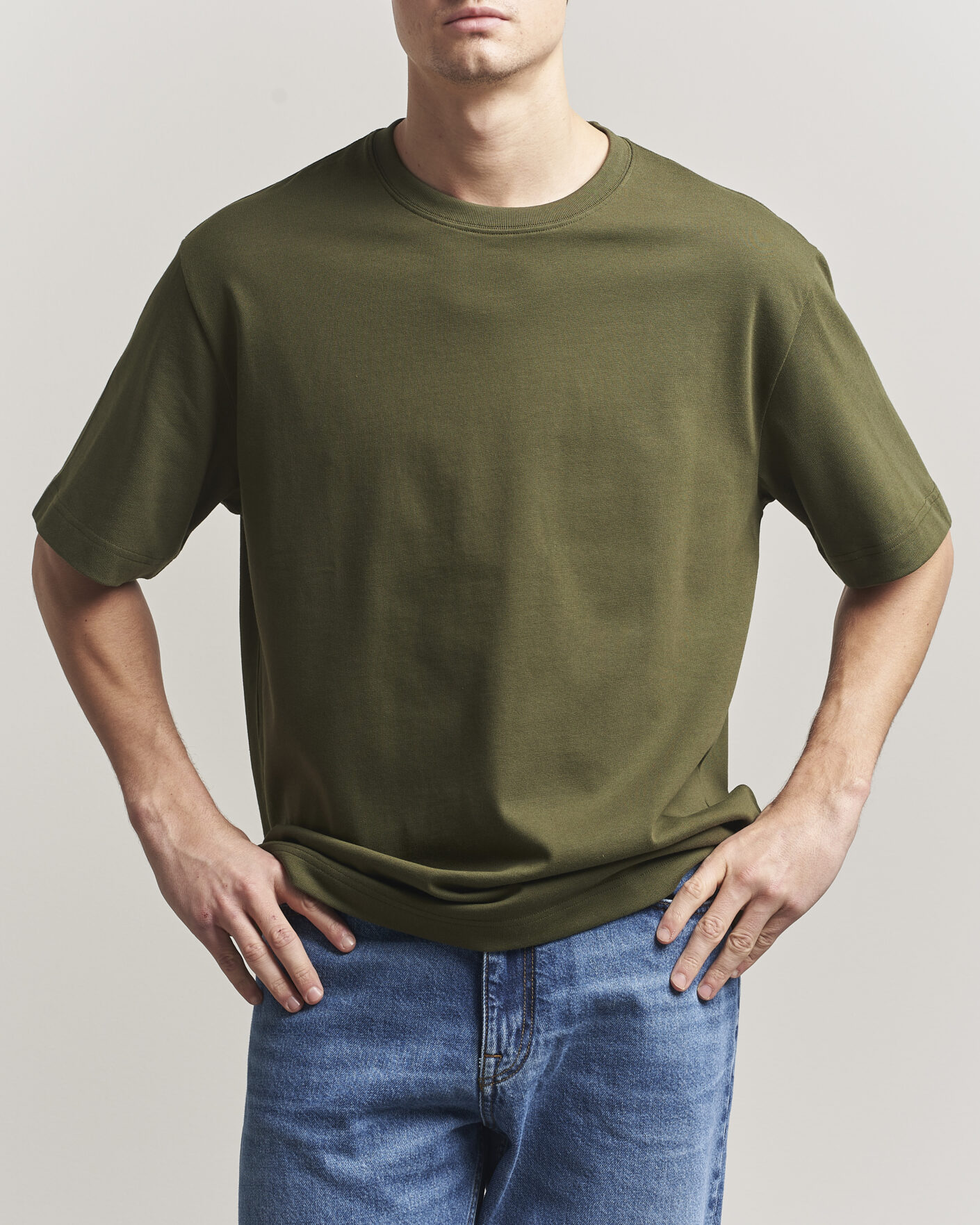Herre | T-Shirts | Filippa K | Heavy Cotton Crew Neck T-Shirt Midnight Green