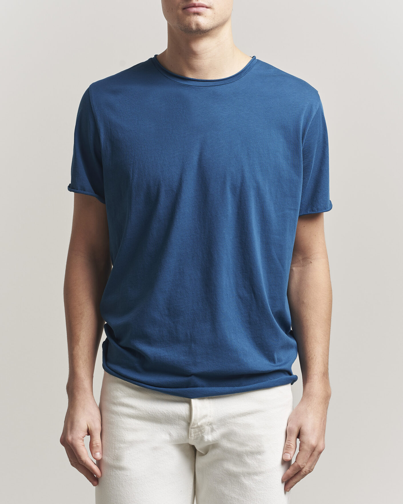 Herre | T-Shirts | Filippa K | Roll Neck Crew Neck T-Shirt Night Teal