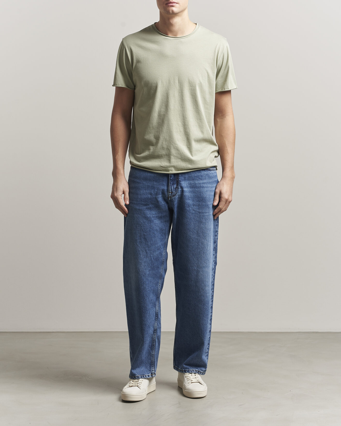 Herre | T-Shirts | Filippa K | Roll Neck Crew Neck T-Shirt Light Green