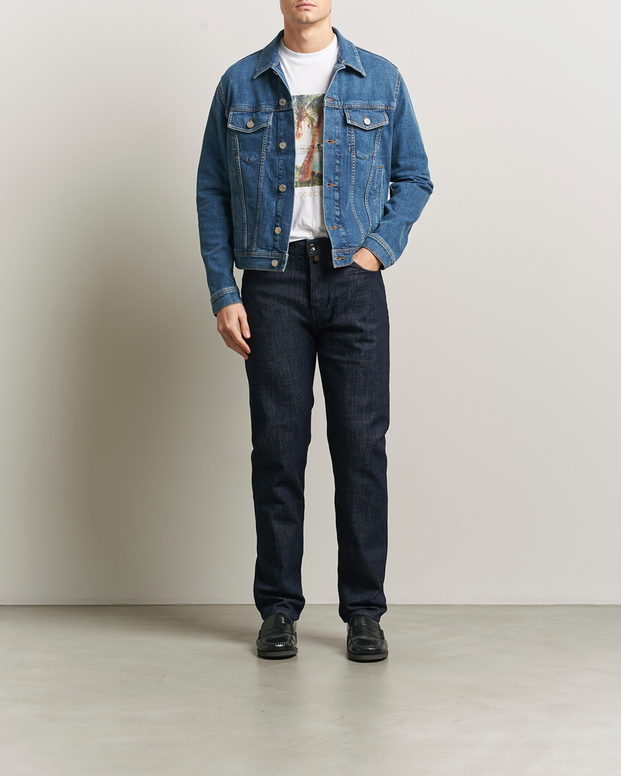 Herre | Bukser | Jacob Cohën | Edos Regular Straight Fit Stretch Jeans Dark Blue