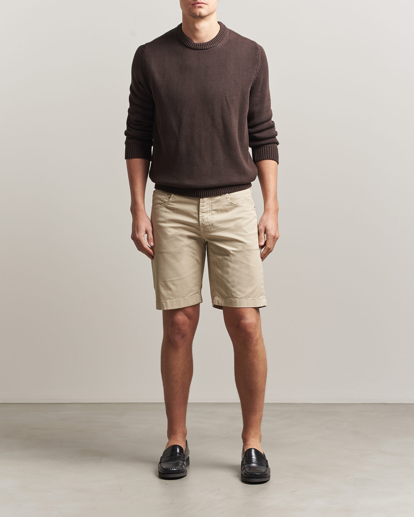 Herre | Shorts | Jacob Cohën | Nicolas Cotton Gabardine Shorts Beige
