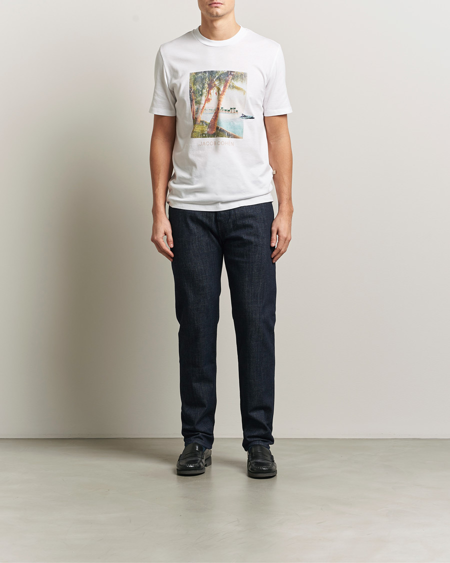 Herre | T-Shirts | Jacob Cohën | Cotton Logo T-Shirt White