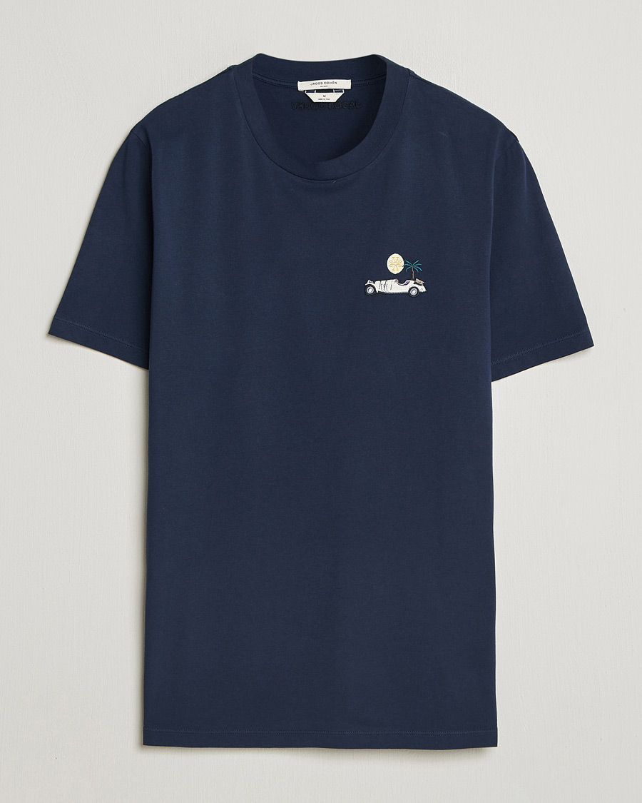 Herre | T-Shirts | Jacob Cohën | Cotton Logo T-Shirt Navy