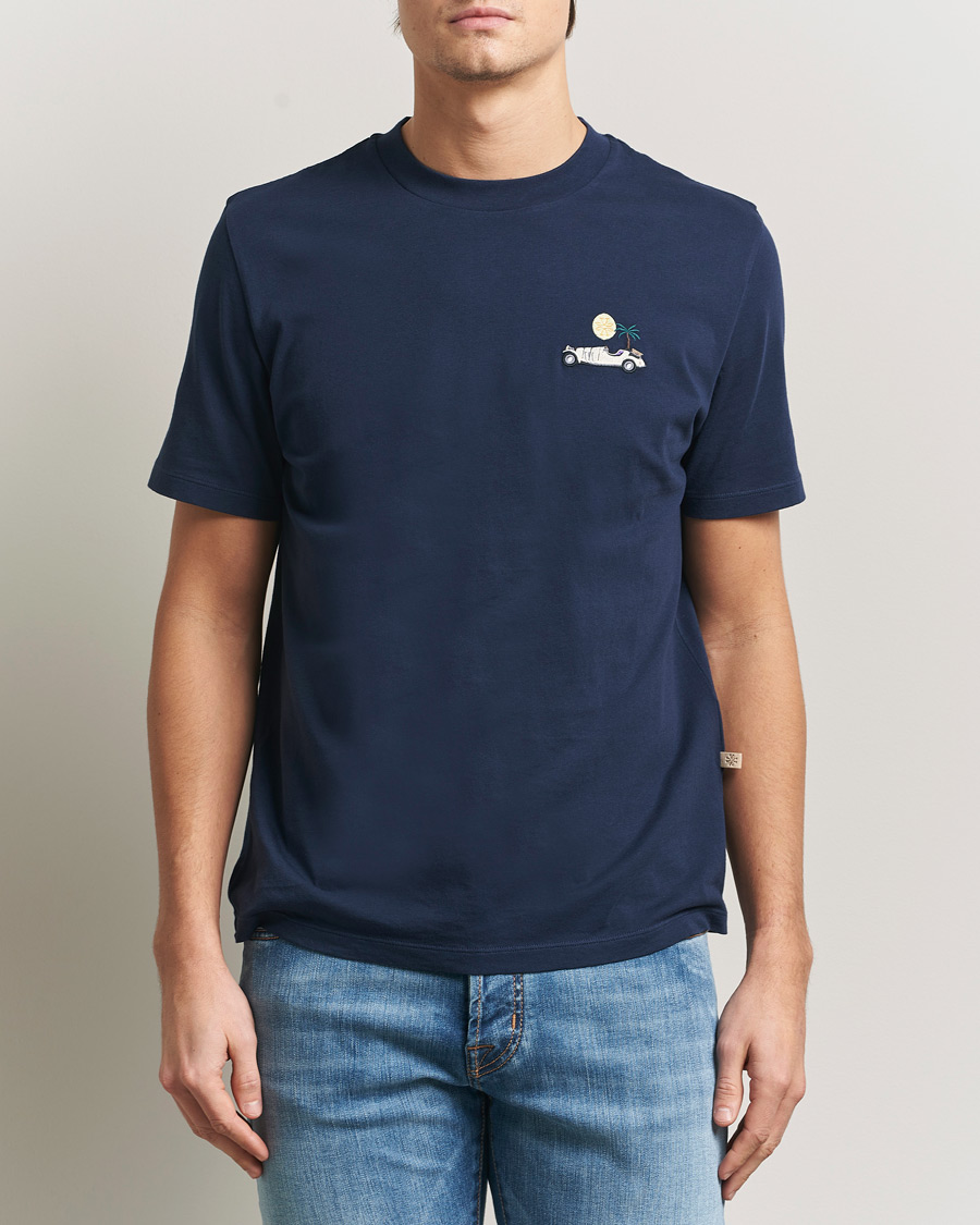 Herre | T-Shirts | Jacob Cohën | Cotton Logo T-Shirt Navy