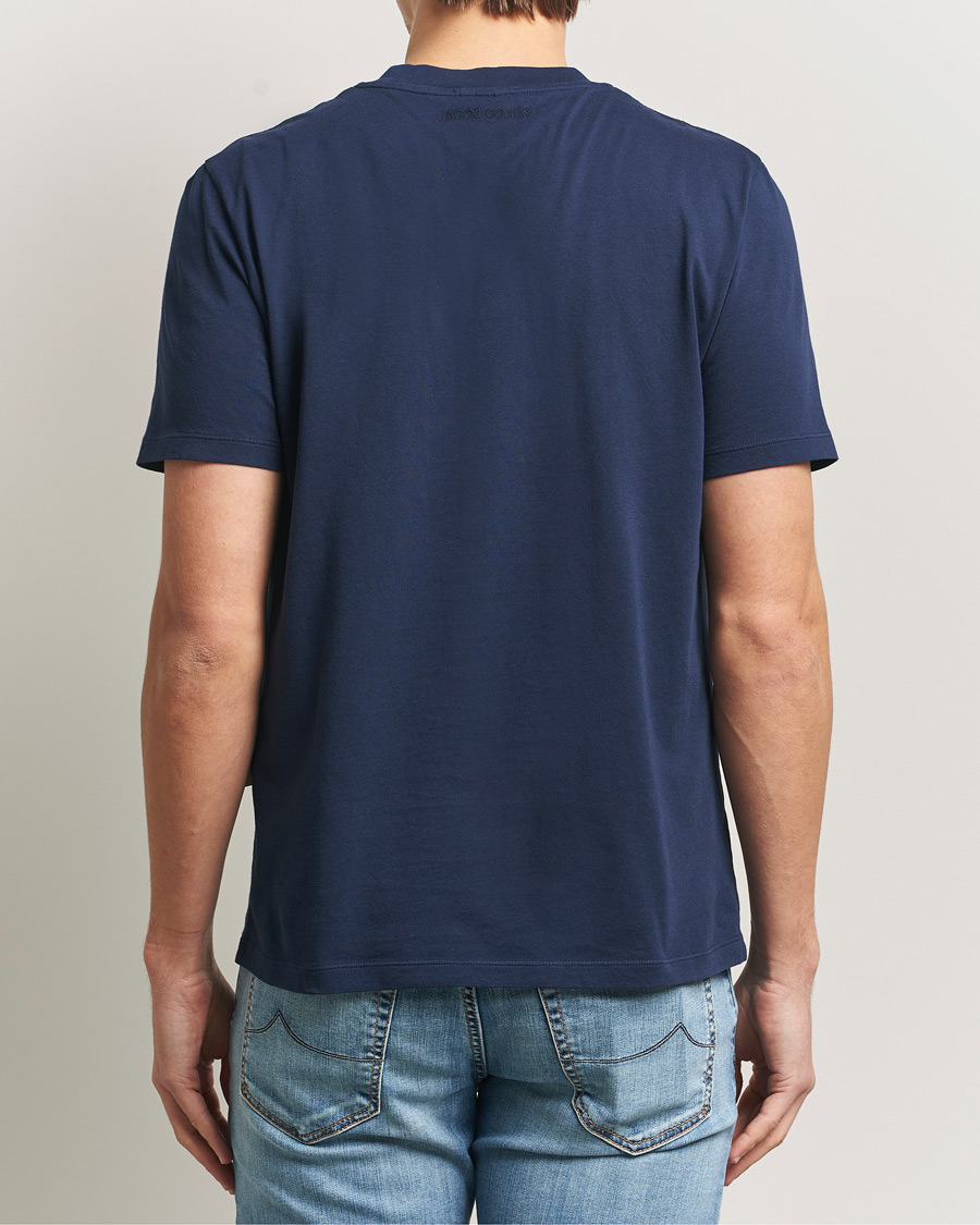 Herre | T-Shirts | Jacob Cohën | Cotton Logo T-Shirt Navy