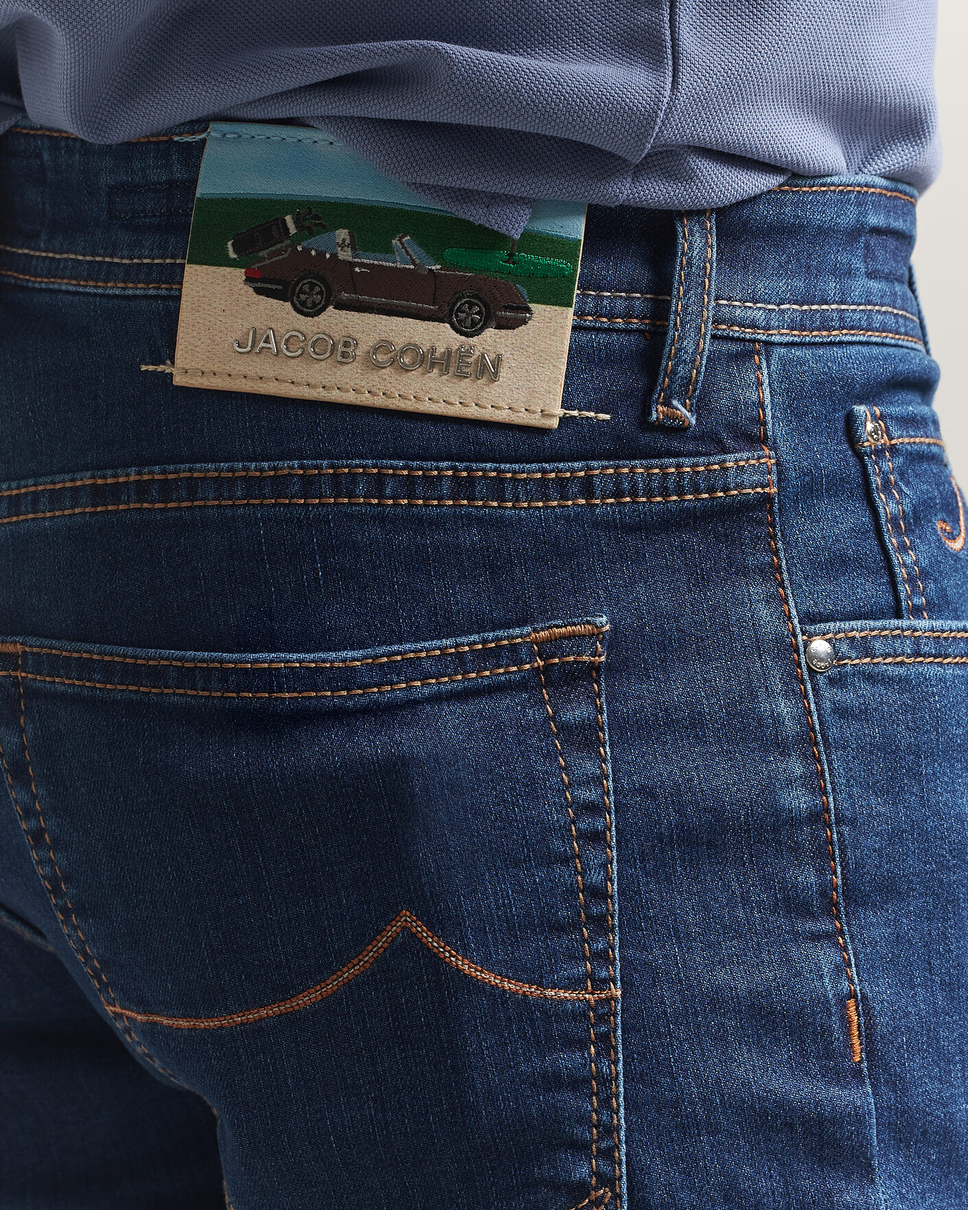 Herre | Jeans | Jacob Cohën | Bard Slim Fit Stretch Porsche Patch Jeans Dark Blue