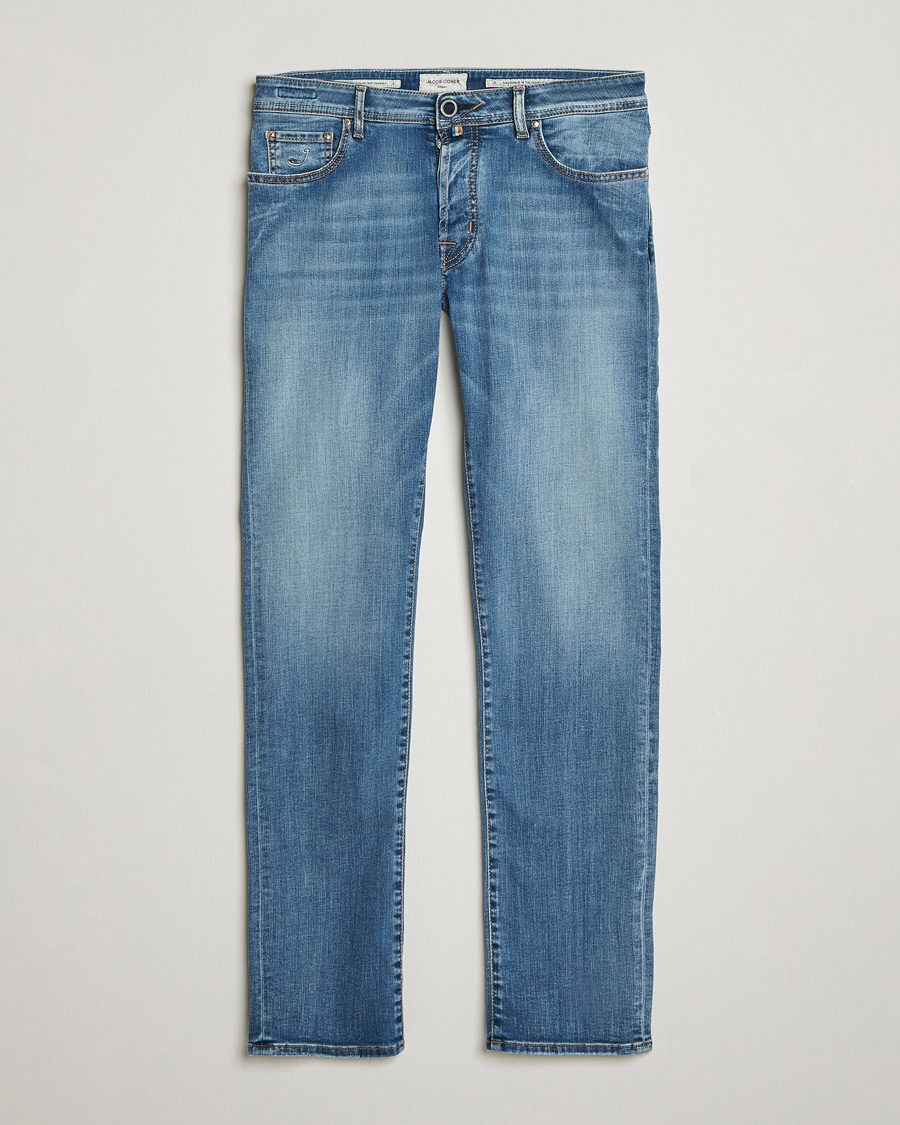 Herre | Jeans | Jacob Cohën | Bard Slim Fit Stretch Porsche Patch Jeans Mid Blue