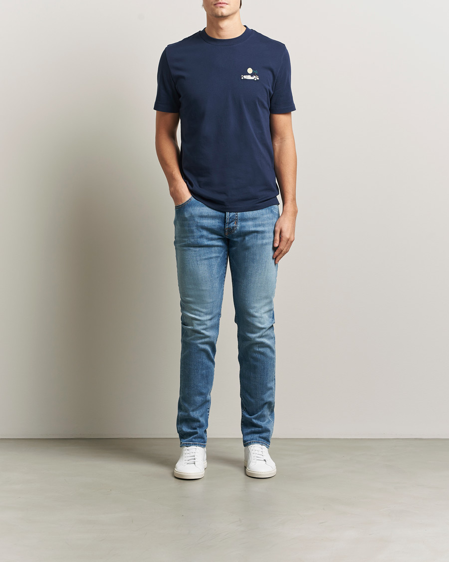 Herre | Jeans | Jacob Cohën | Bard Slim Fit Stretch Porsche Patch Jeans Mid Blue