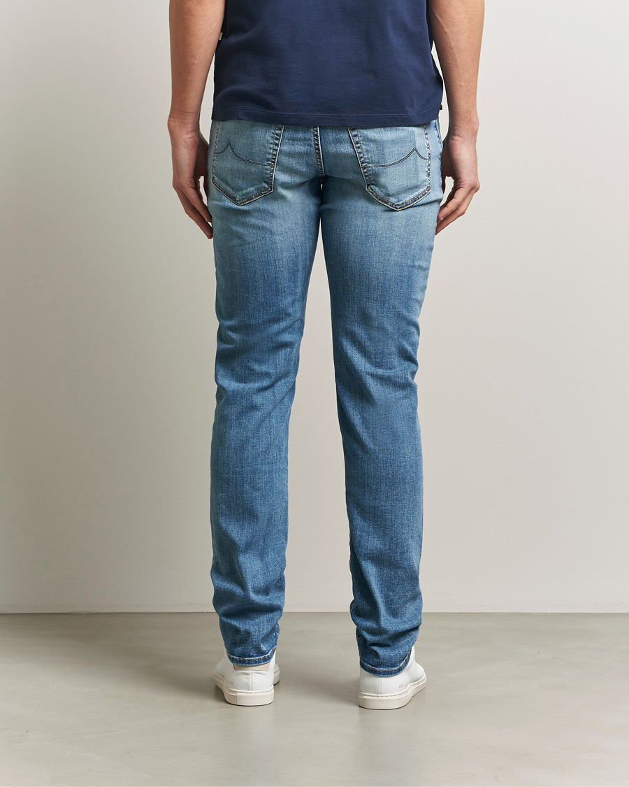 Herre | Jeans | Jacob Cohën | Bard Slim Fit Stretch Porsche Patch Jeans Mid Blue