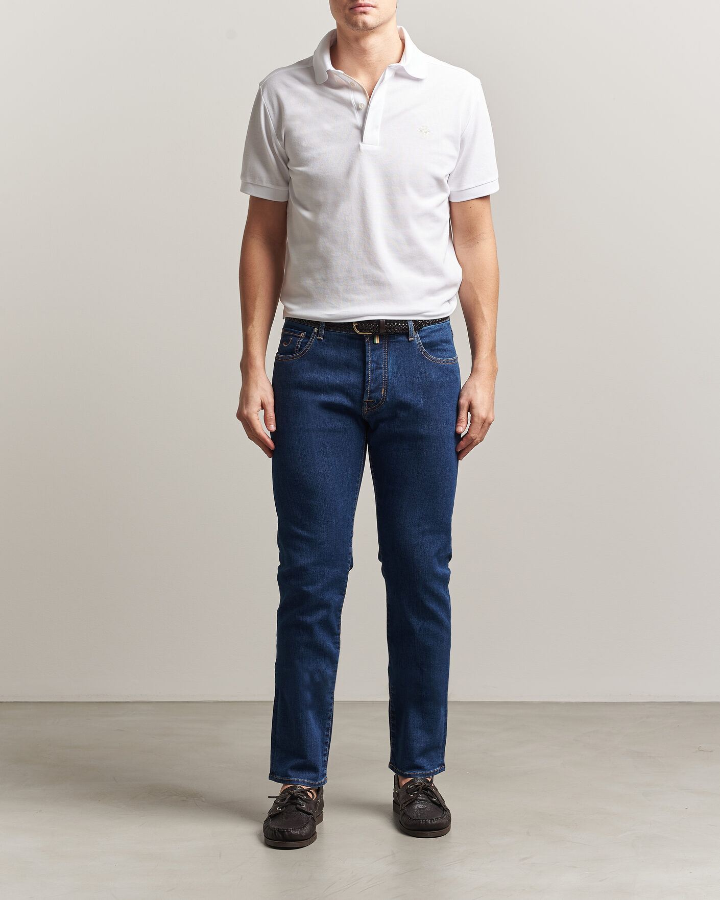 Herre | Pikéer | Jacob Cohën | Cotton Polo Piquet Optical White