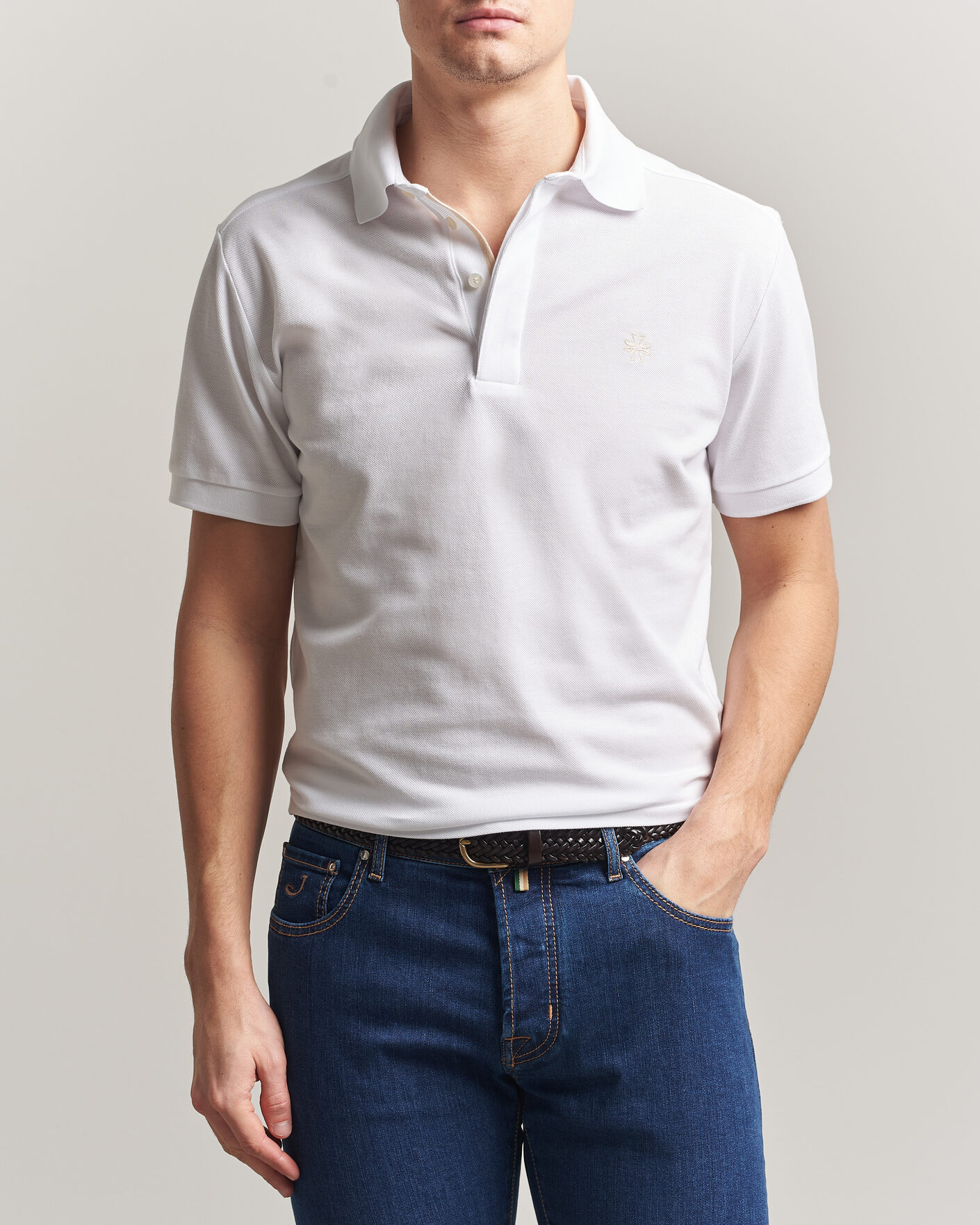 Herre | Pikéer | Jacob Cohën | Cotton Polo Piquet Optical White