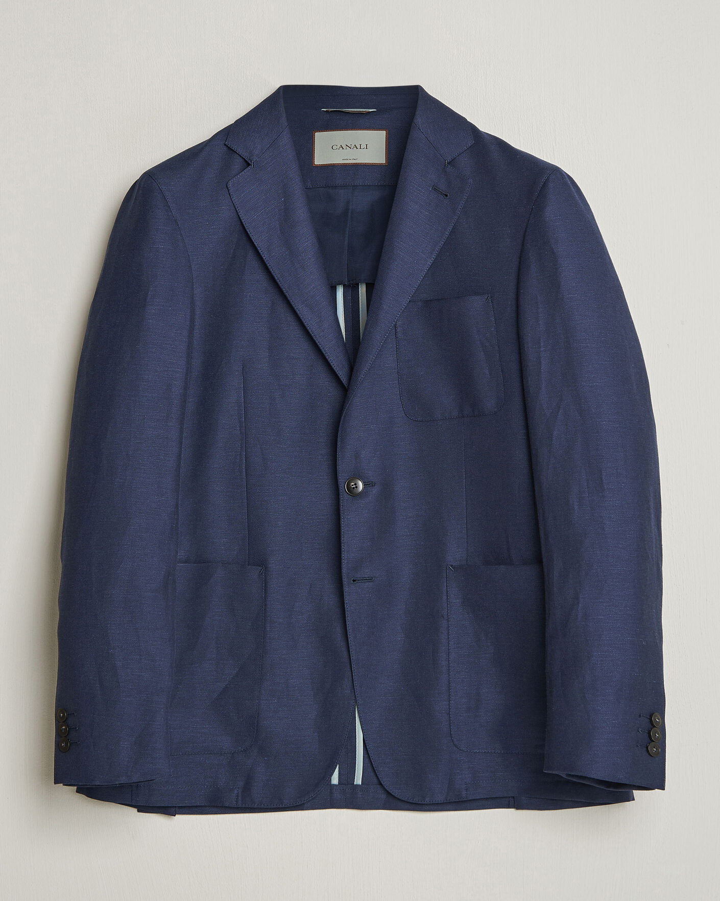 Herre | Dressjakker | Canali | Unconstructed Wool/Linen Blazer Dark Blue