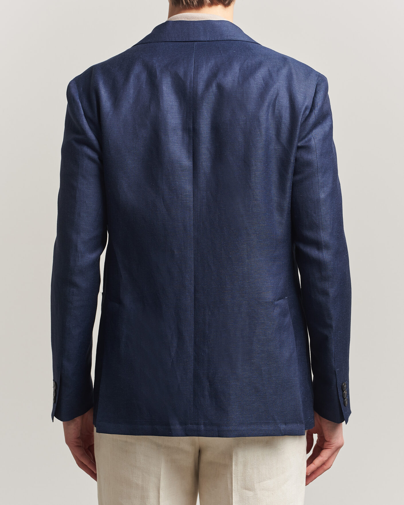 Herre | Dressjakker | Canali | Unconstructed Wool/Linen Blazer Dark Blue