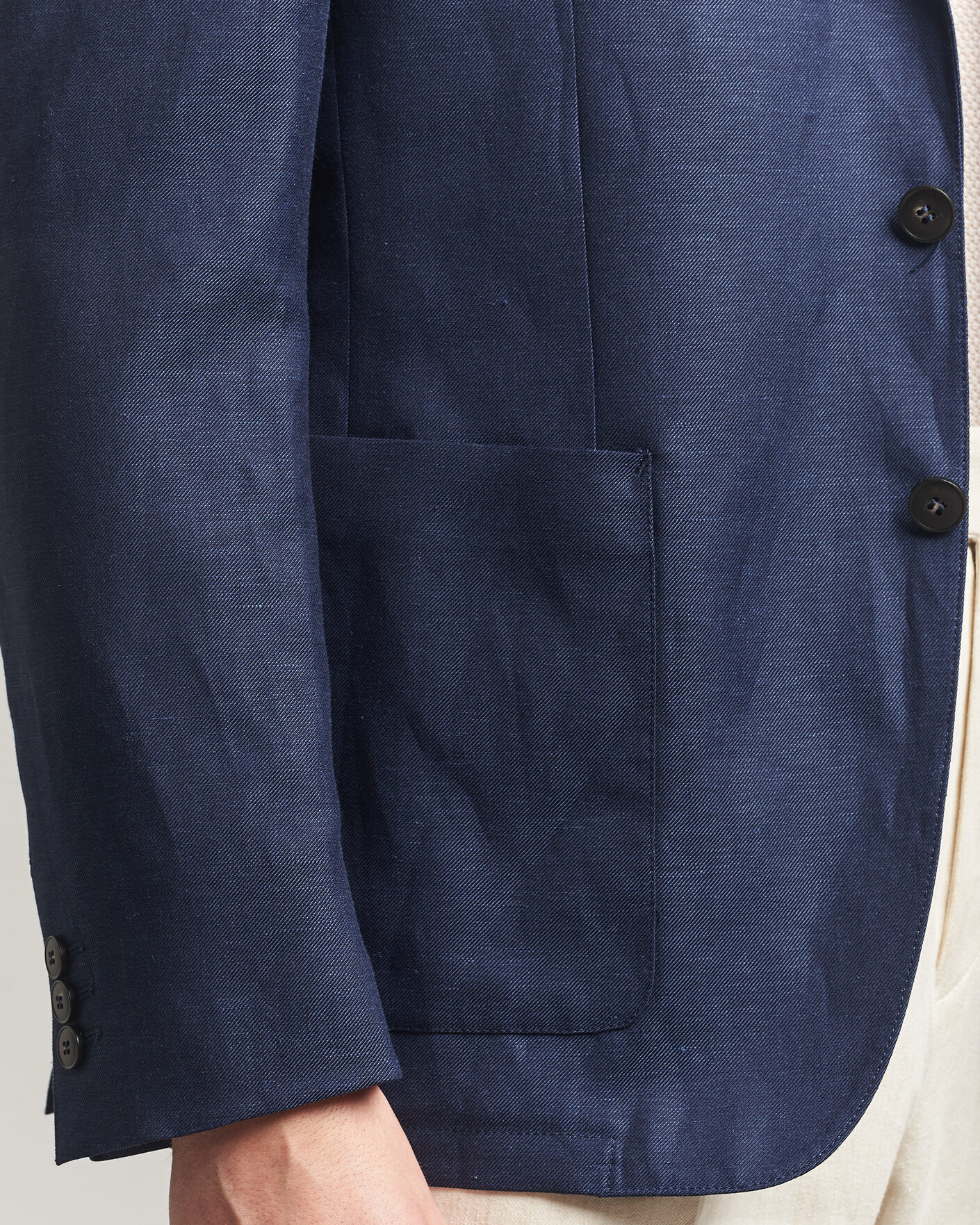 Herre | Dressjakker | Canali | Unconstructed Wool/Linen Blazer Dark Blue