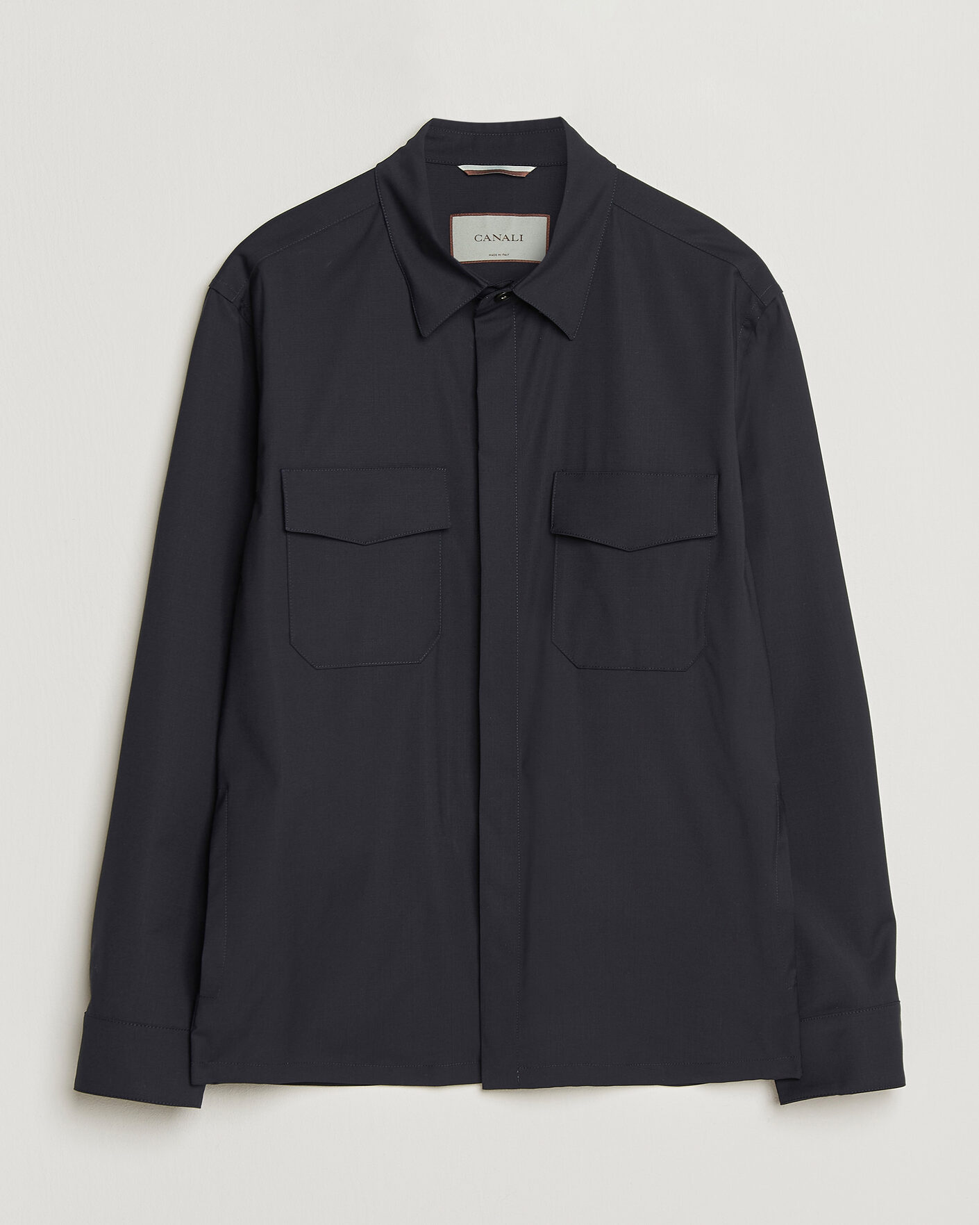 Herre | Skjorter | Canali | Travel Wool Overshirt Navy