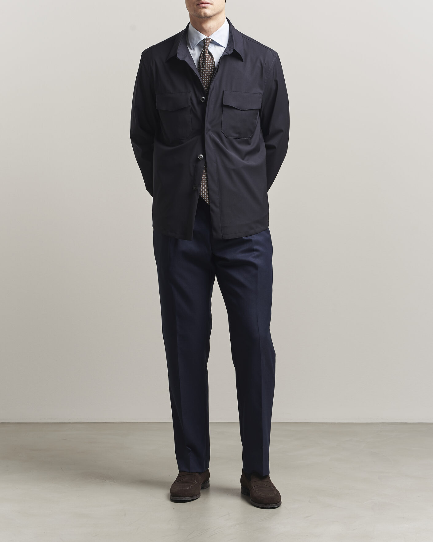 Herre | Skjorter | Canali | Travel Wool Overshirt Navy