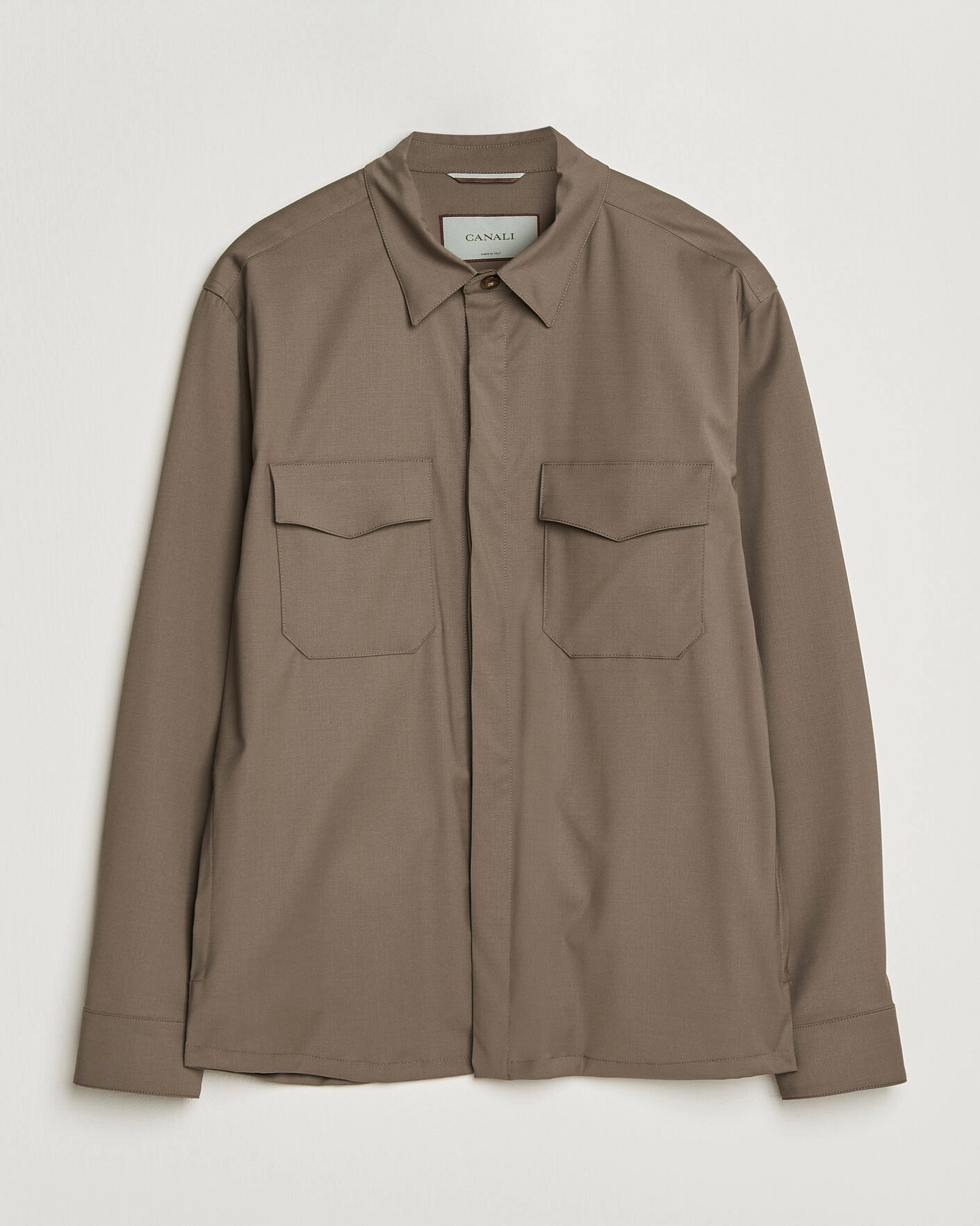 Herre | Skjorter | Canali | Travel Wool Overshirt Brown