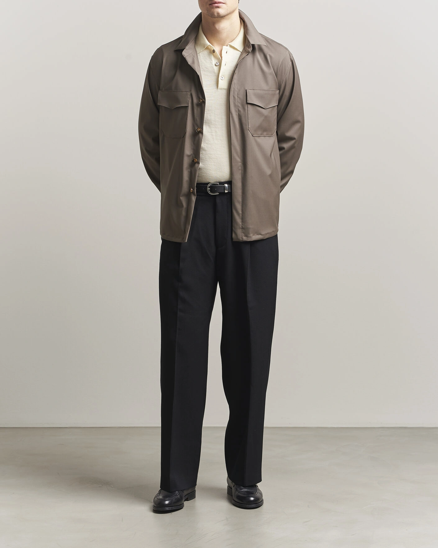 Herre | Skjorter | Canali | Travel Wool Overshirt Brown
