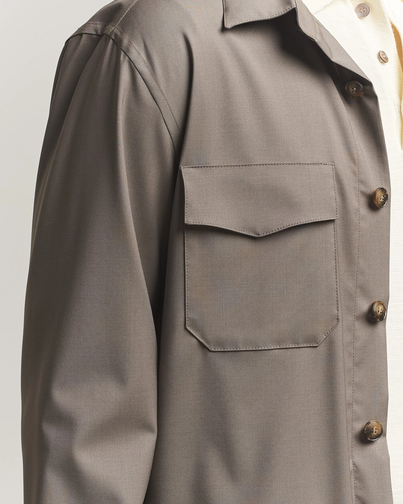 Herre | Skjorter | Canali | Travel Wool Overshirt Brown