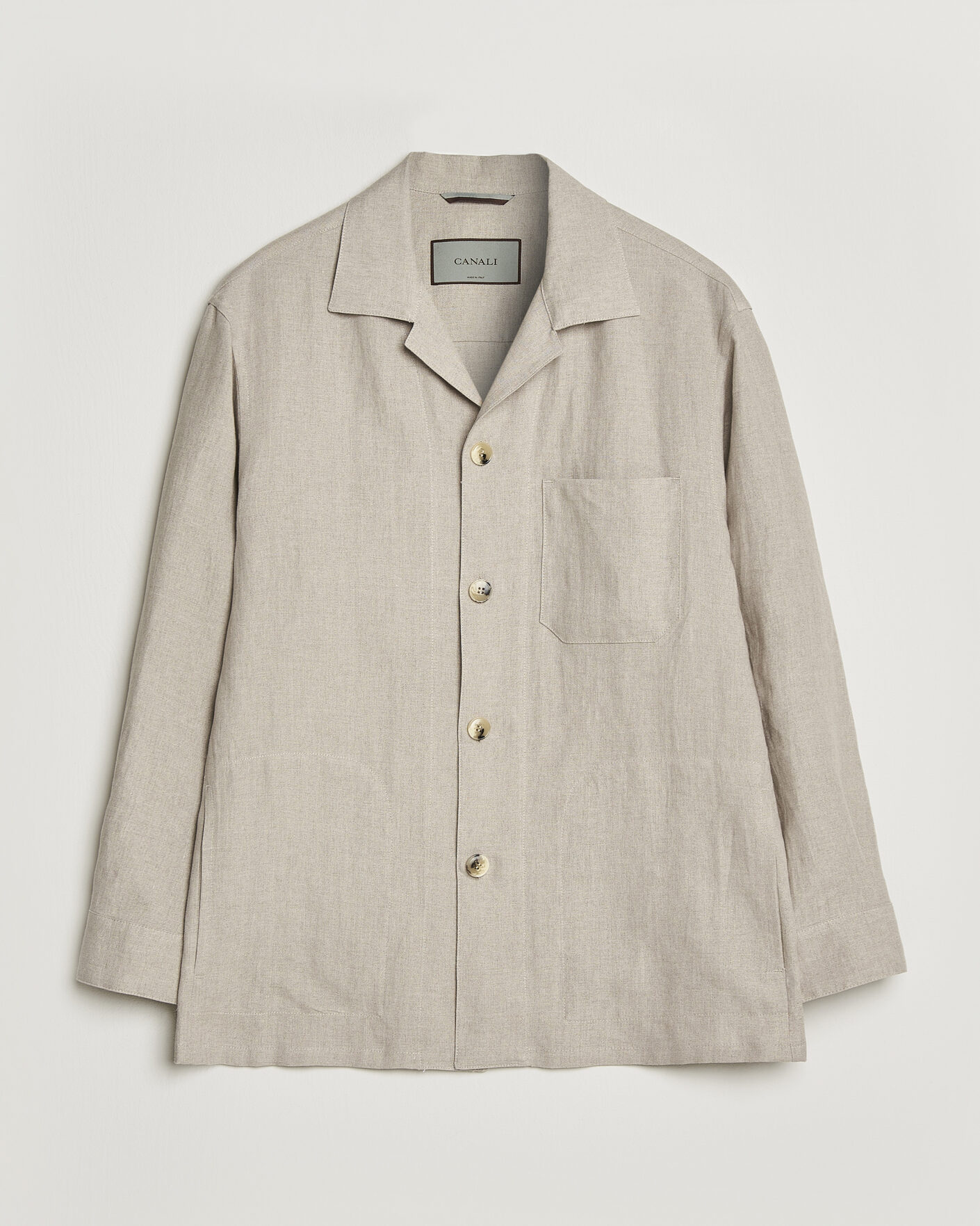 Herre | Skjorter | Canali | Linen Shirt Jacket Beige