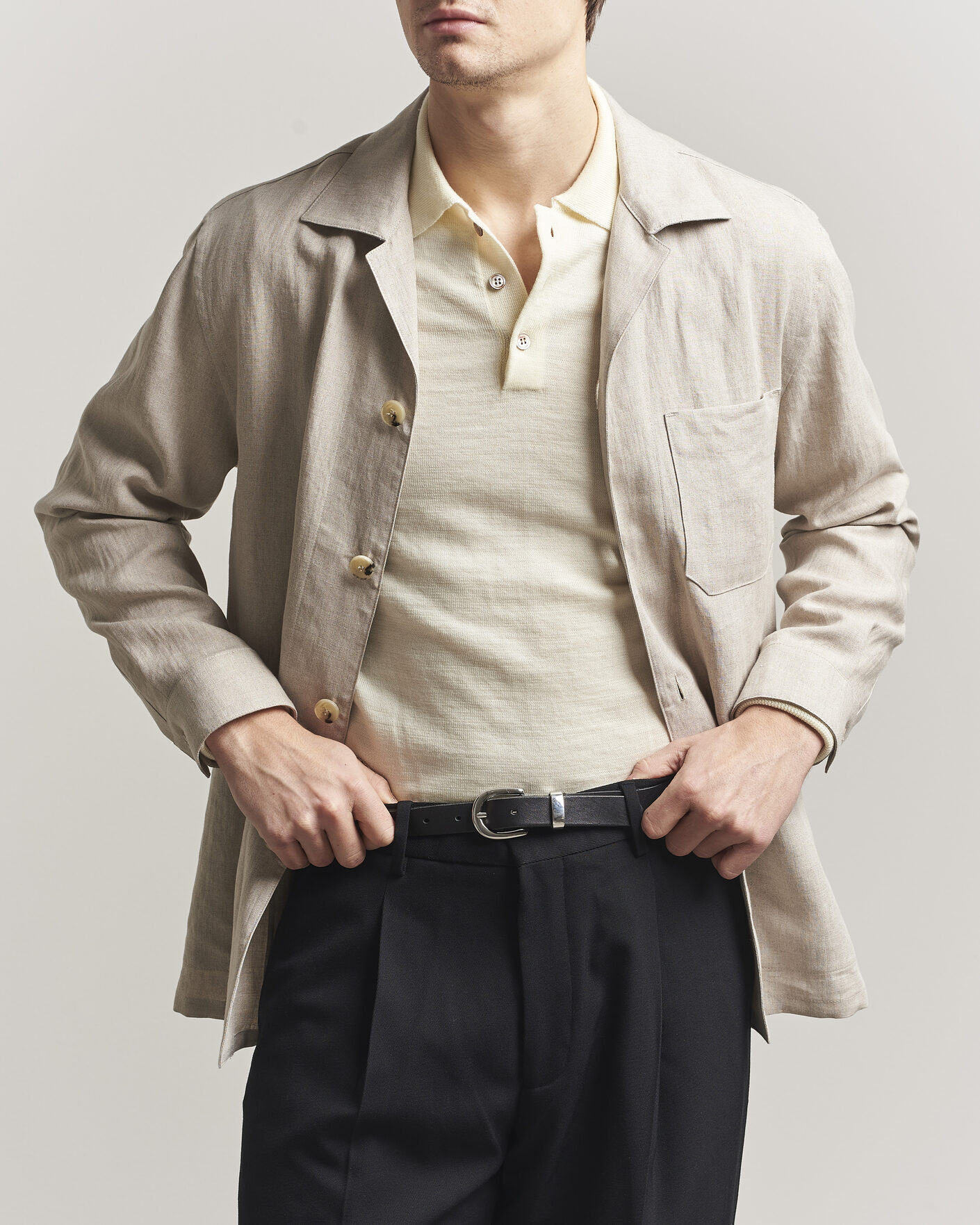 Herre | Skjorter | Canali | Linen Shirt Jacket Beige